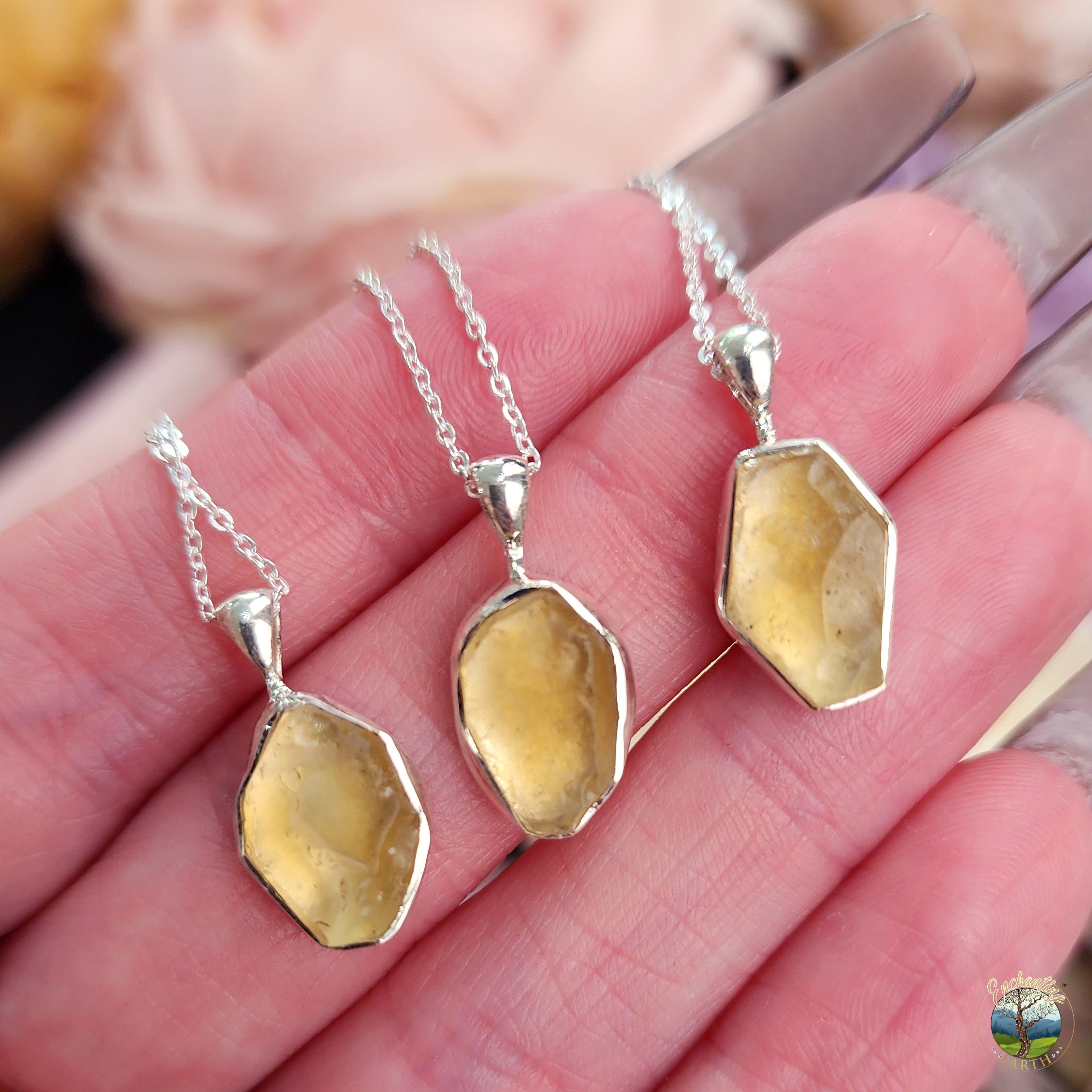 Libyan Desert Glass Raw Necklace .925 Silver for Ascension and Attracting your Desires