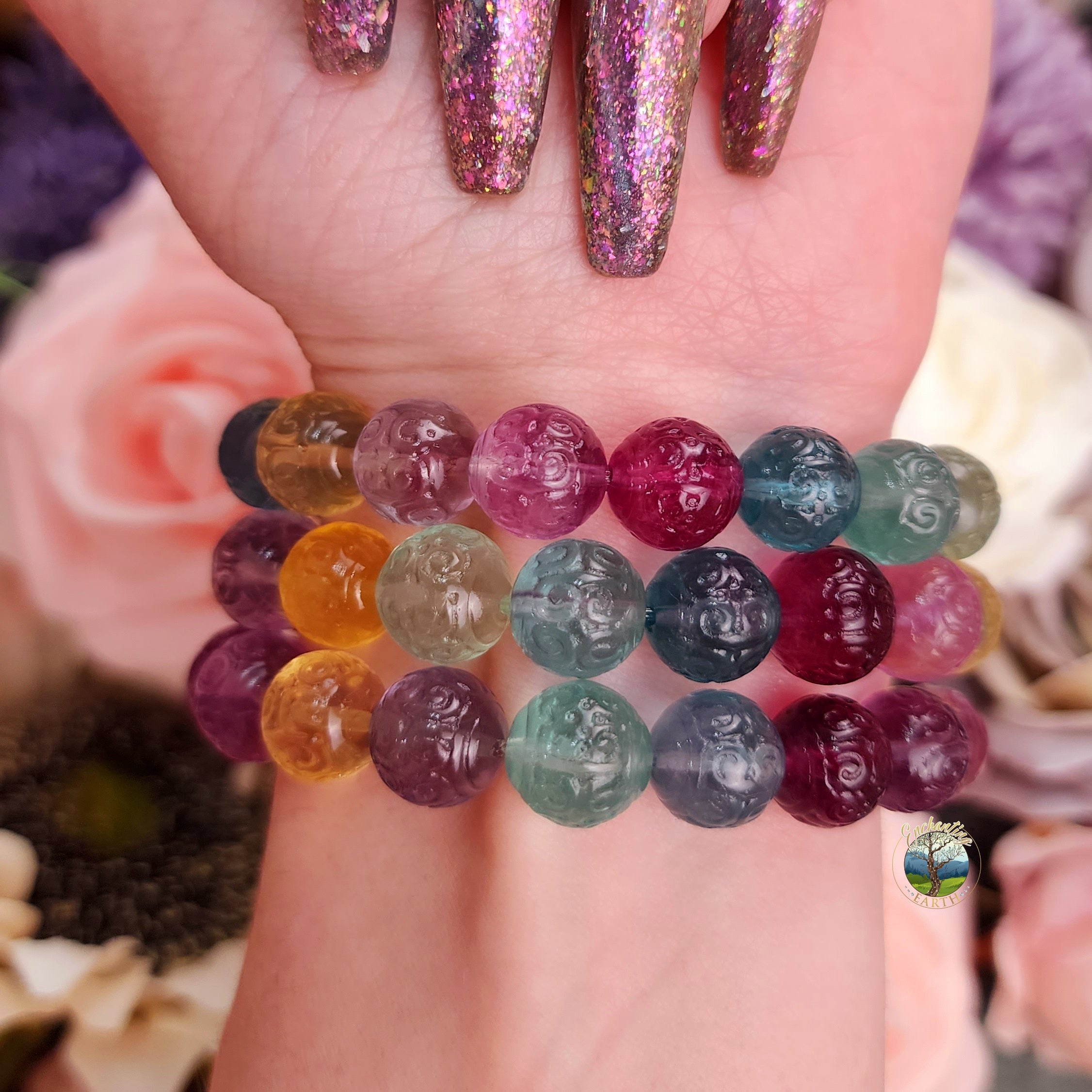 Fluorite Lotus Carved Bracelet (High Quality) for Focus and Mental Clarity