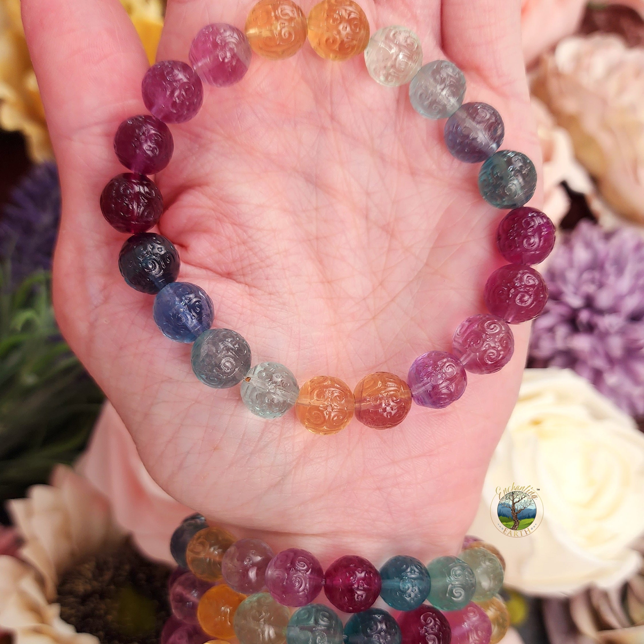 Fluorite Lotus Carved Bracelet (High Quality) for Focus and Mental Clarity