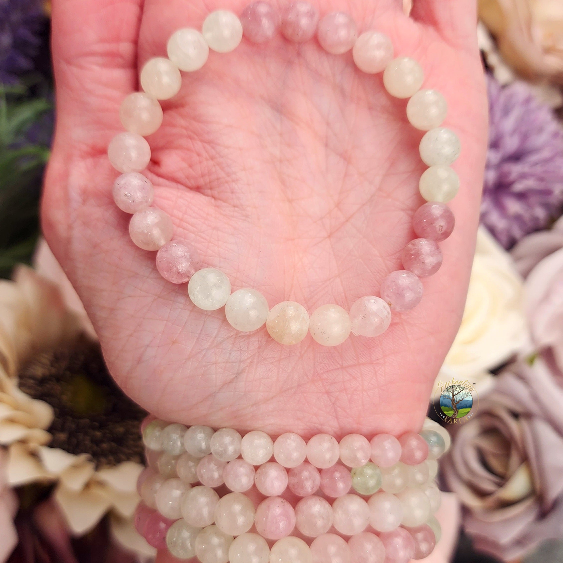Macaron Tourmaline Bracelet for Heart Healing, Joy and Love