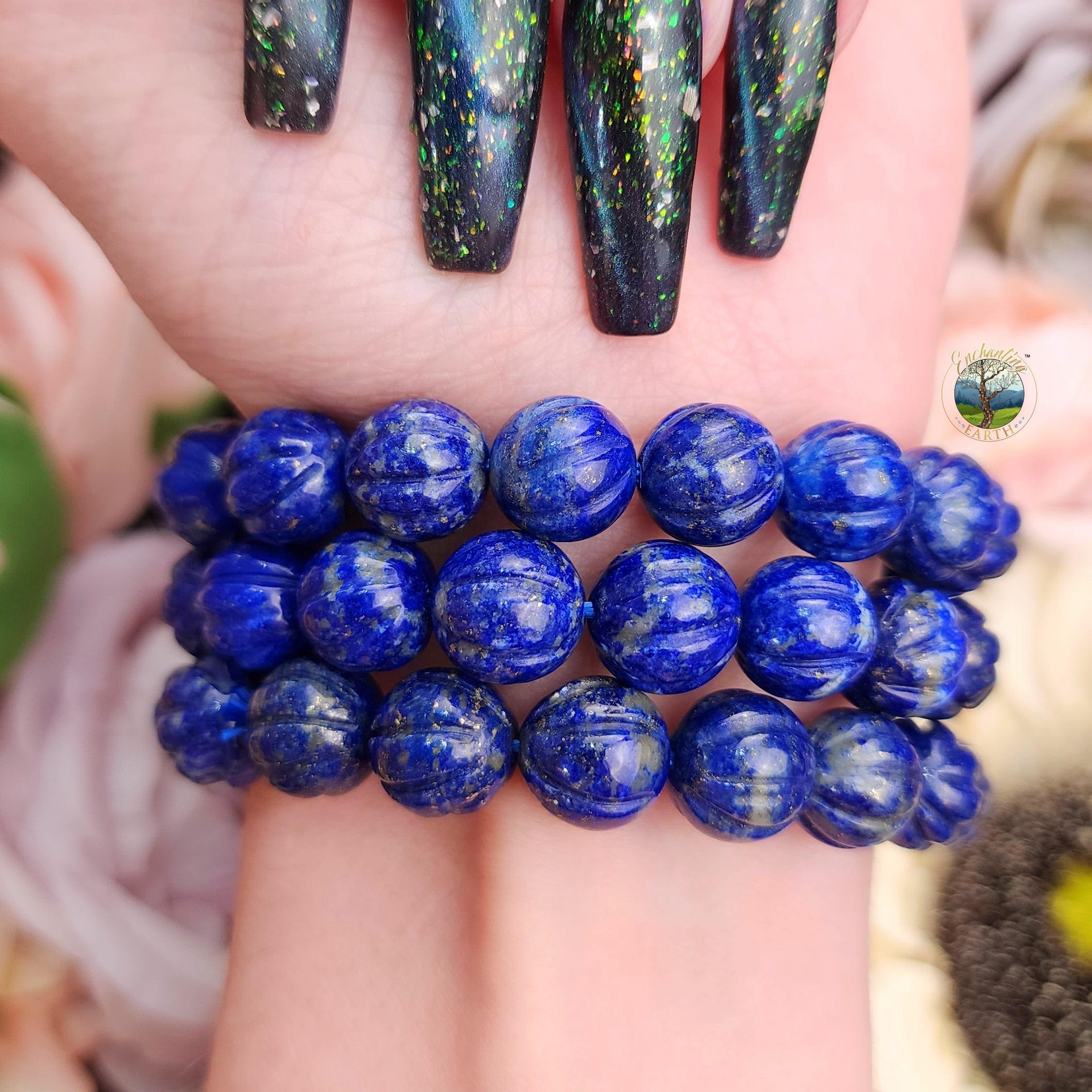 Lapis Lazuli Carved Bracelet for Confidence, Intuition and Power