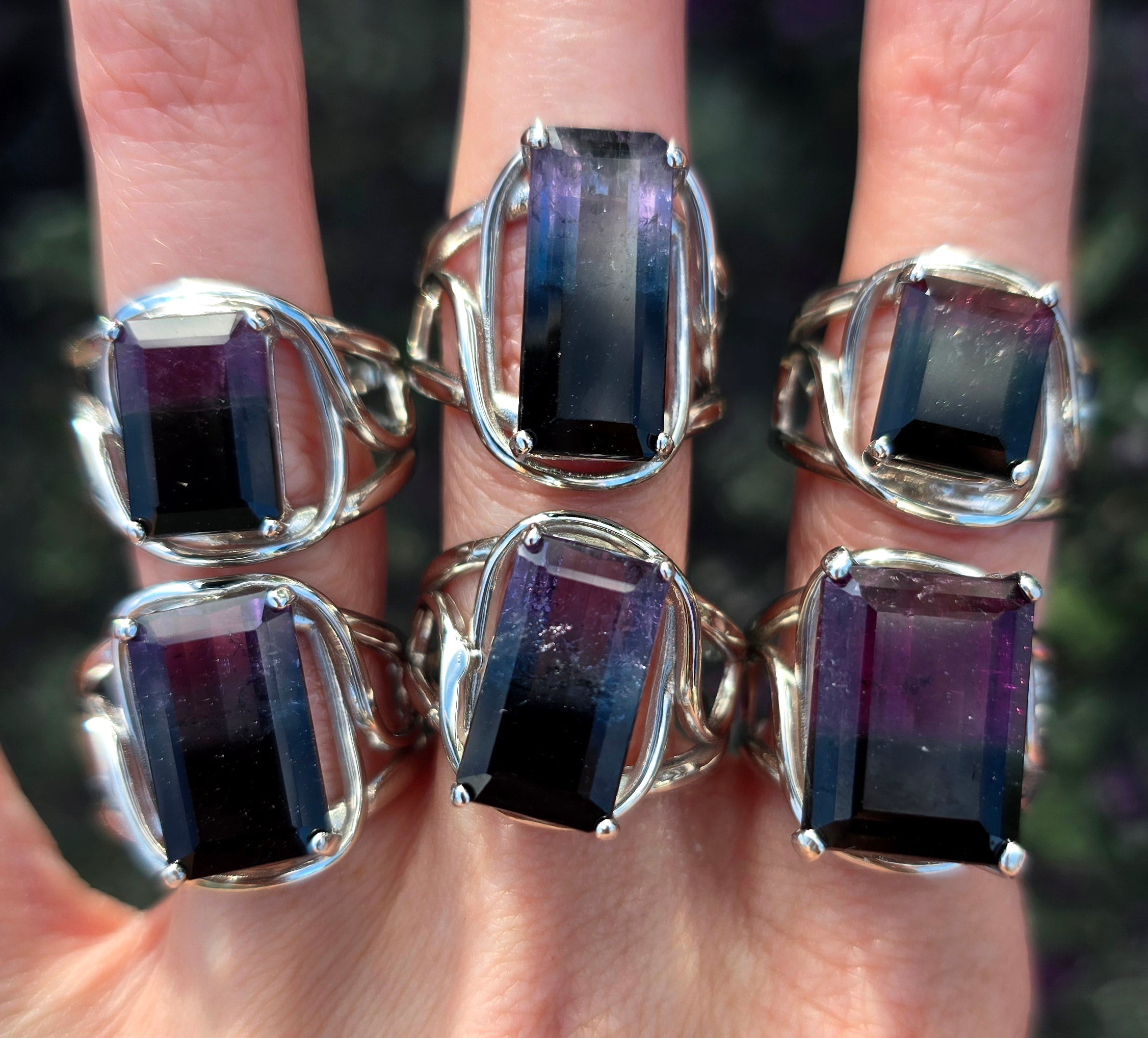 Enchanting Nightshade Tourmaline Cuff Rings