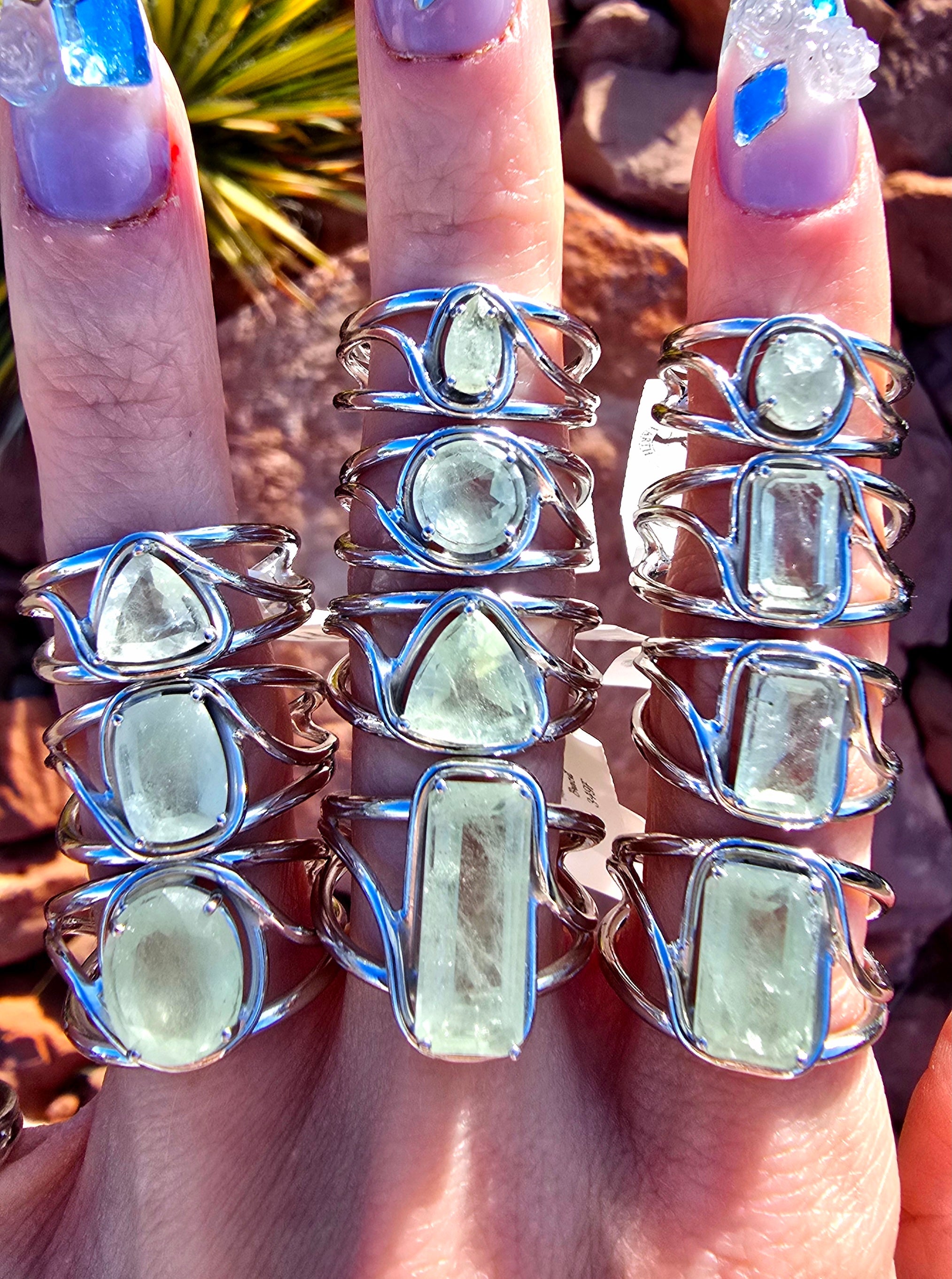 Enchanting Herderite Cuff Rings