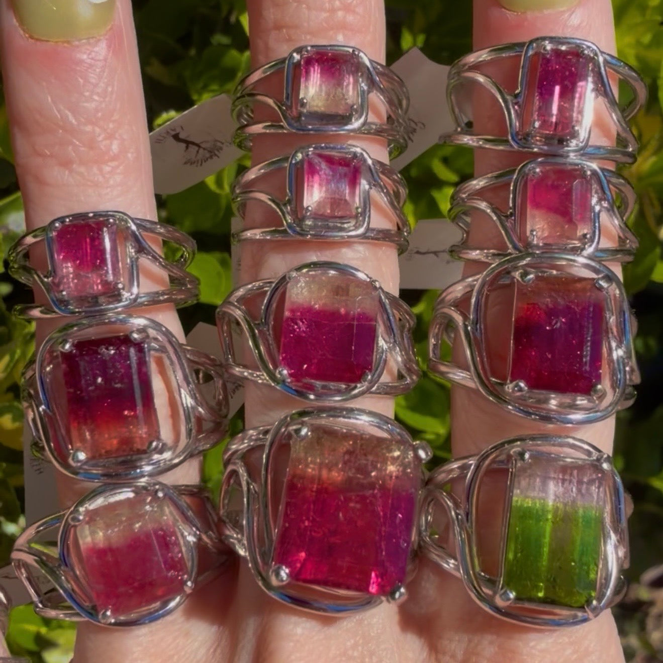 Enchanting Sunset Tourmaline Cuff Rings