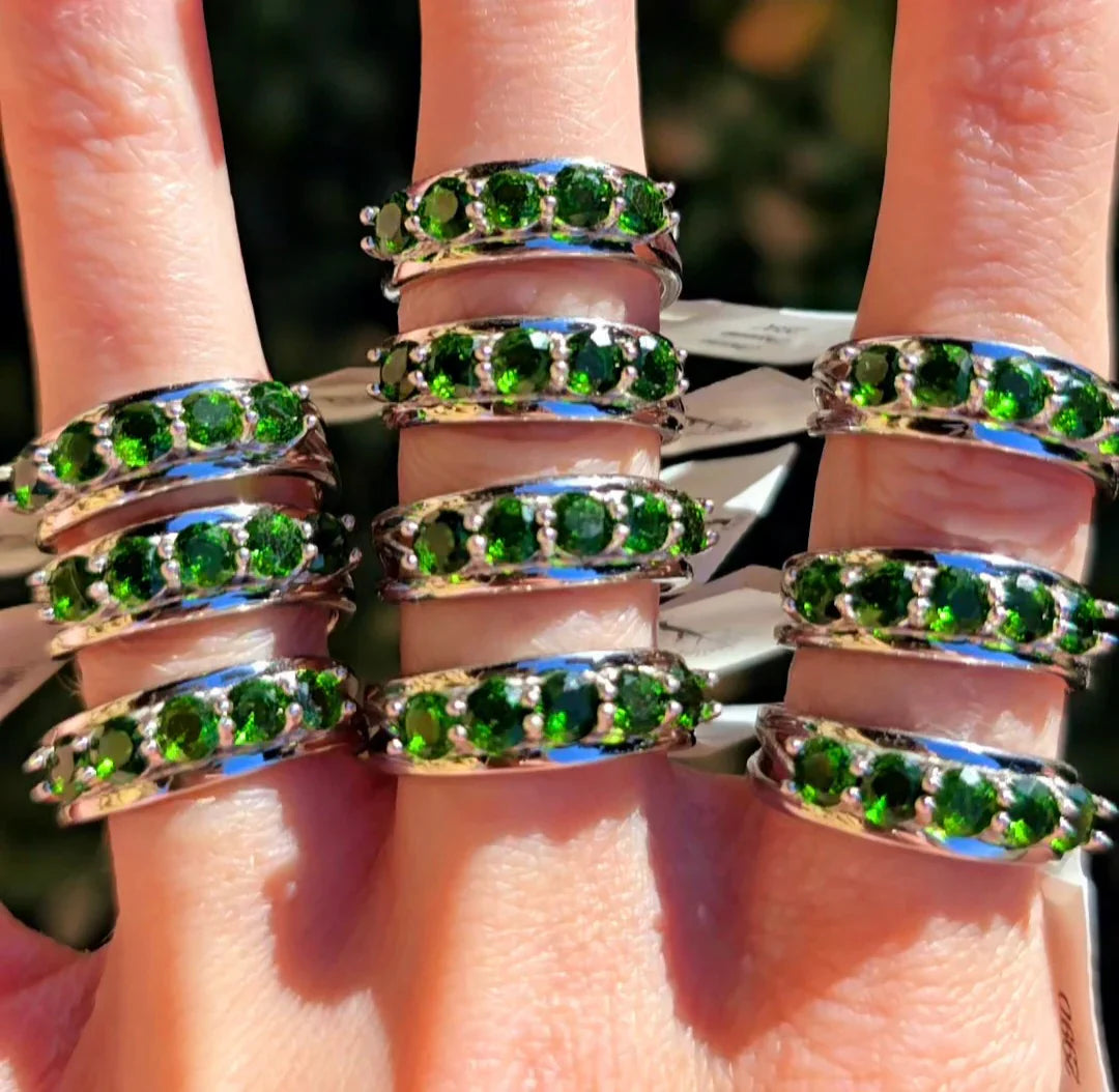 Enchanting Chrome Diopside Cuff Rings