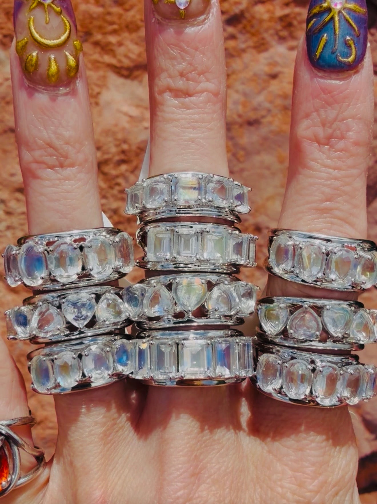 Enchanting Malagasy Moonstone Cuff Rings