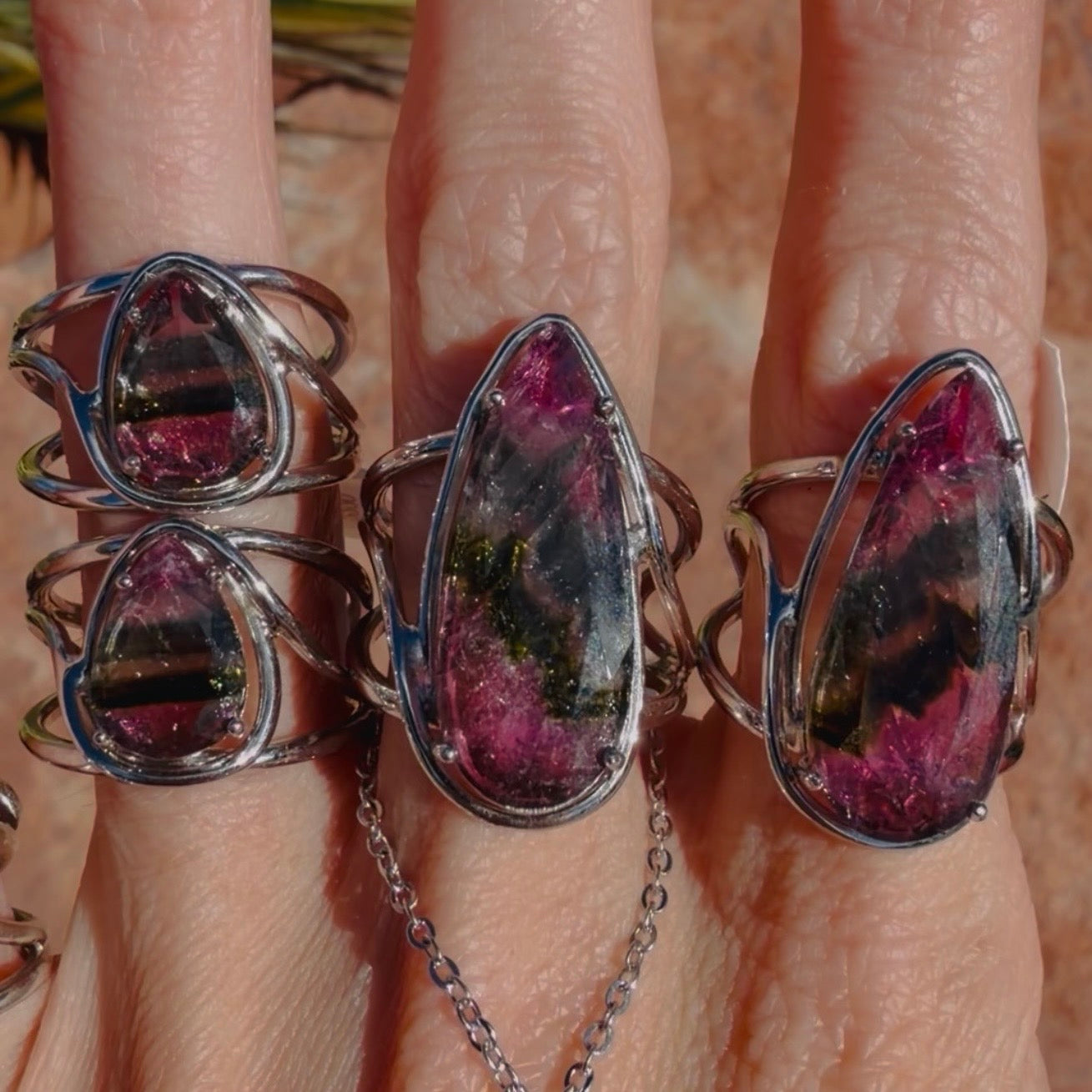 Enchanting Phantom Tourmaline Cuff Rings