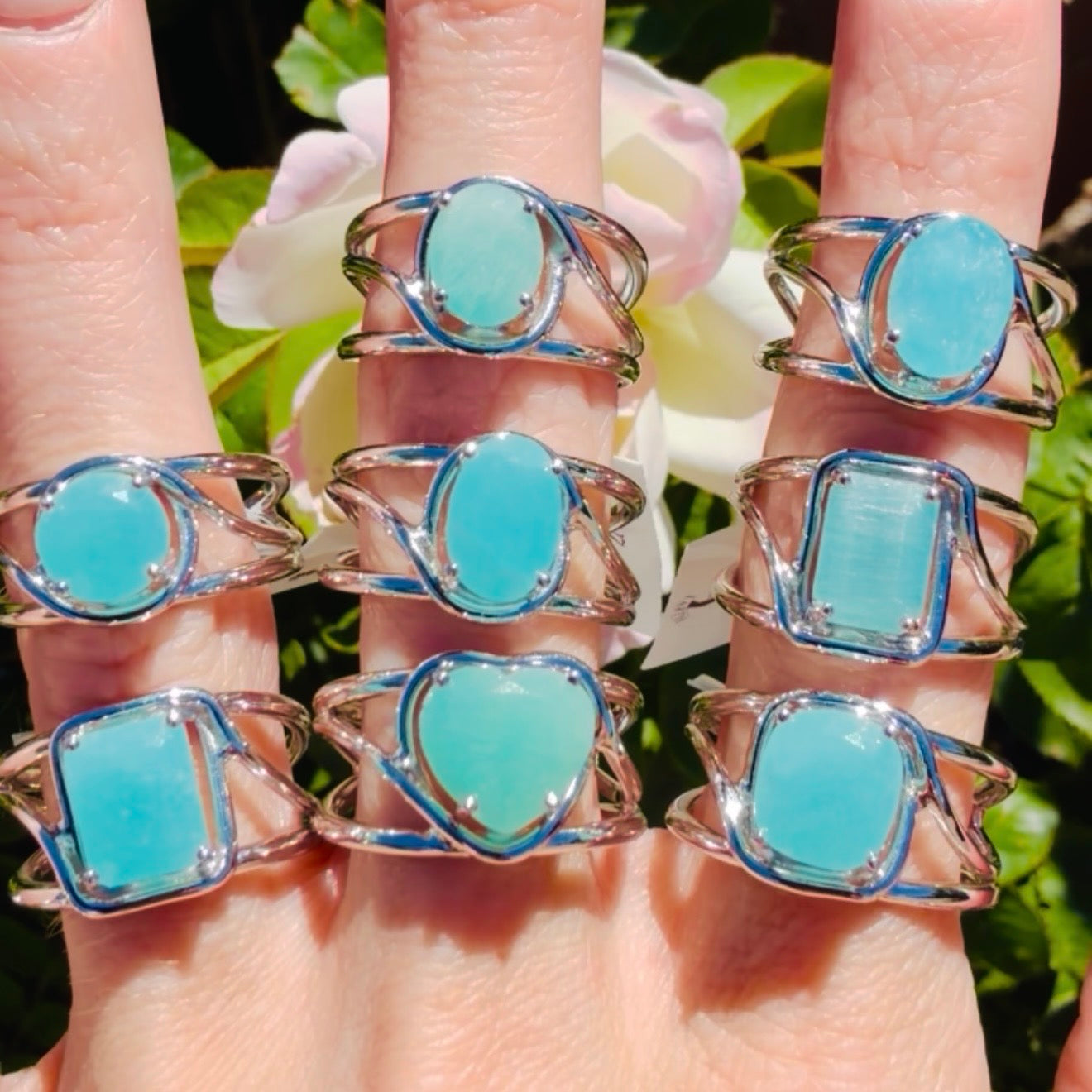 Enchanting Blue Aragonite  Cuff Rings