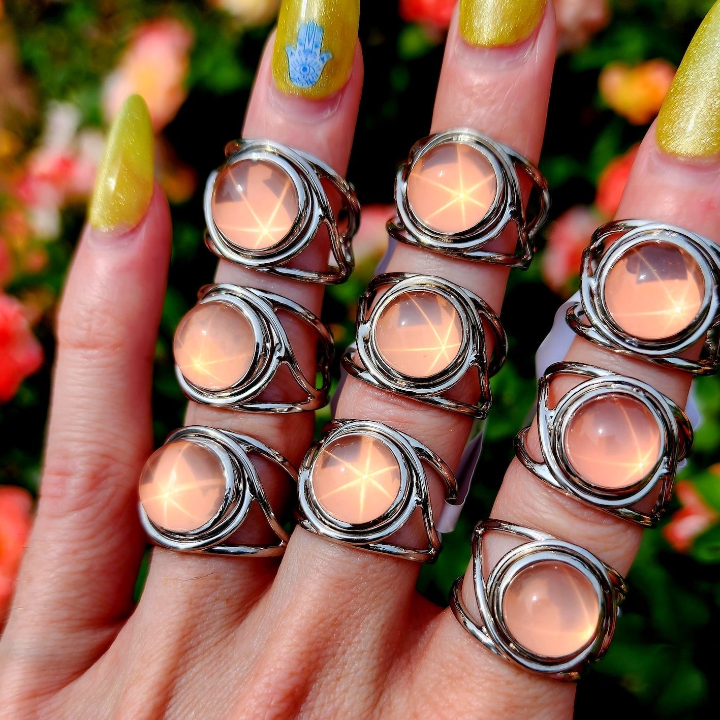 Enchanting Star Rose Quartz Finger Bracelets