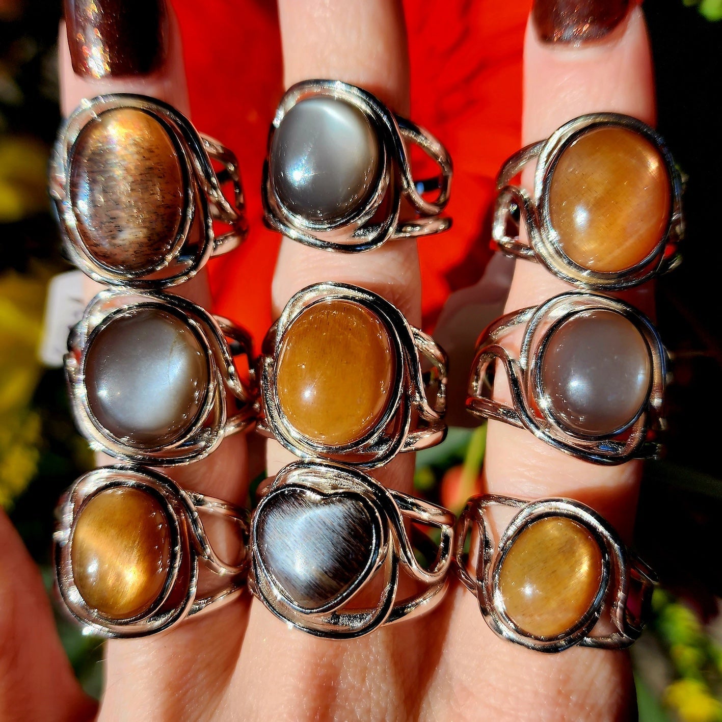 Enchanting Black Moonstone Finger Bracelets