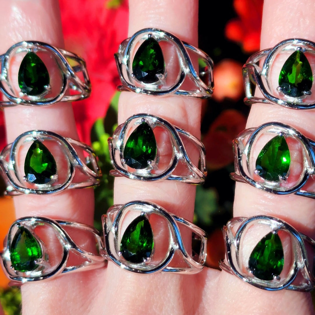 Enchanting Chrome Diopside Cuff Rings