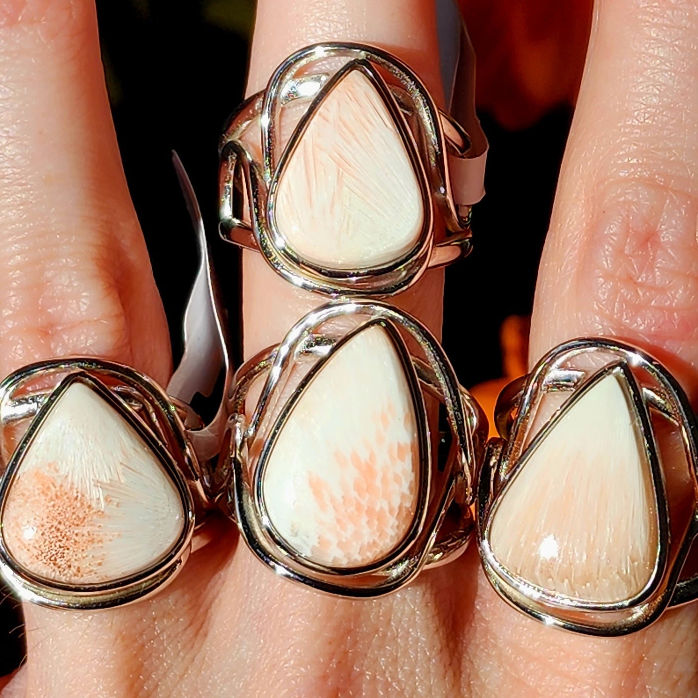 Enchanting Scolecite Cuff Rings