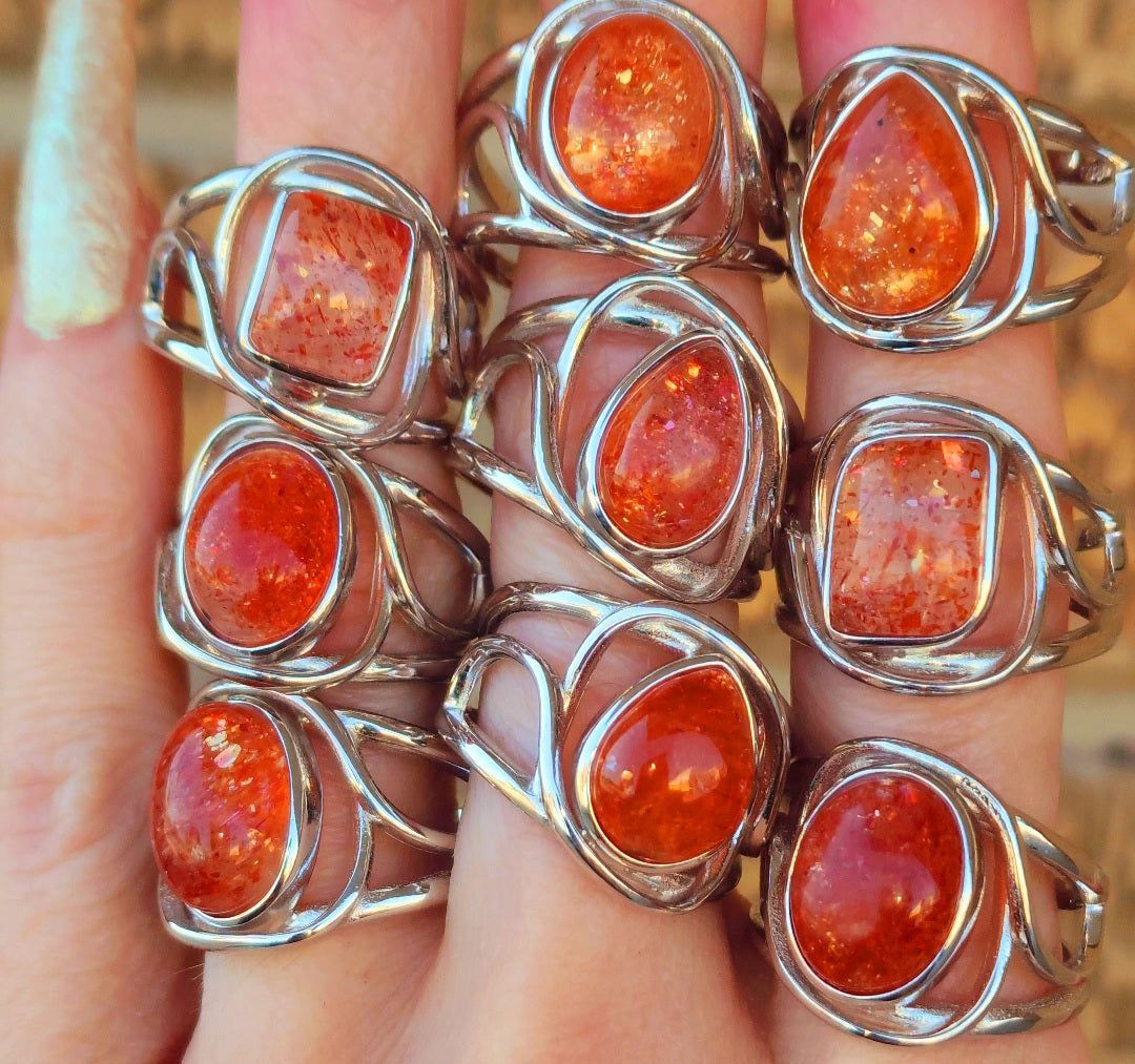 Enchanting Sunstone Cuff Rings