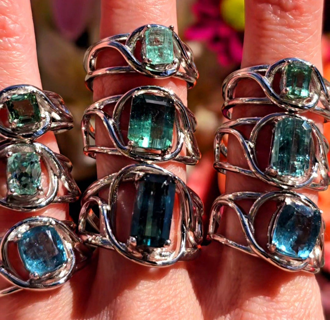 Enchanting Blue Tourmaline Rings