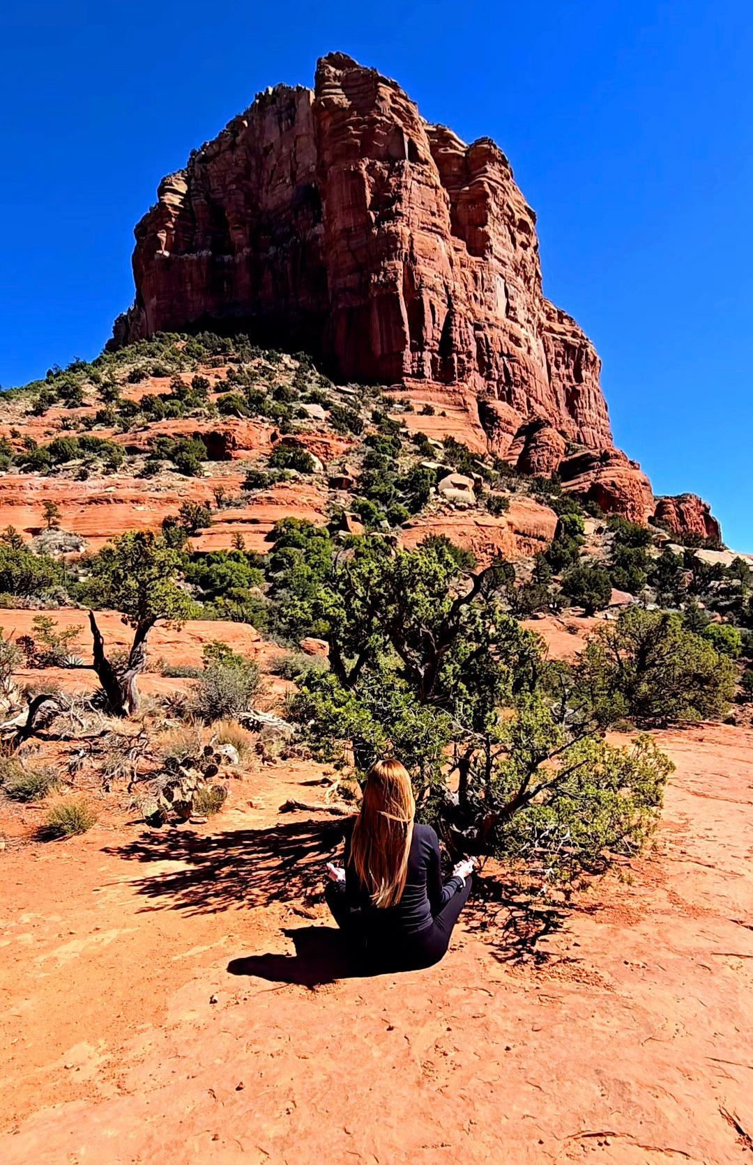 Jamie meditating at the Courthouse Butte Energy Vortex in Sedona