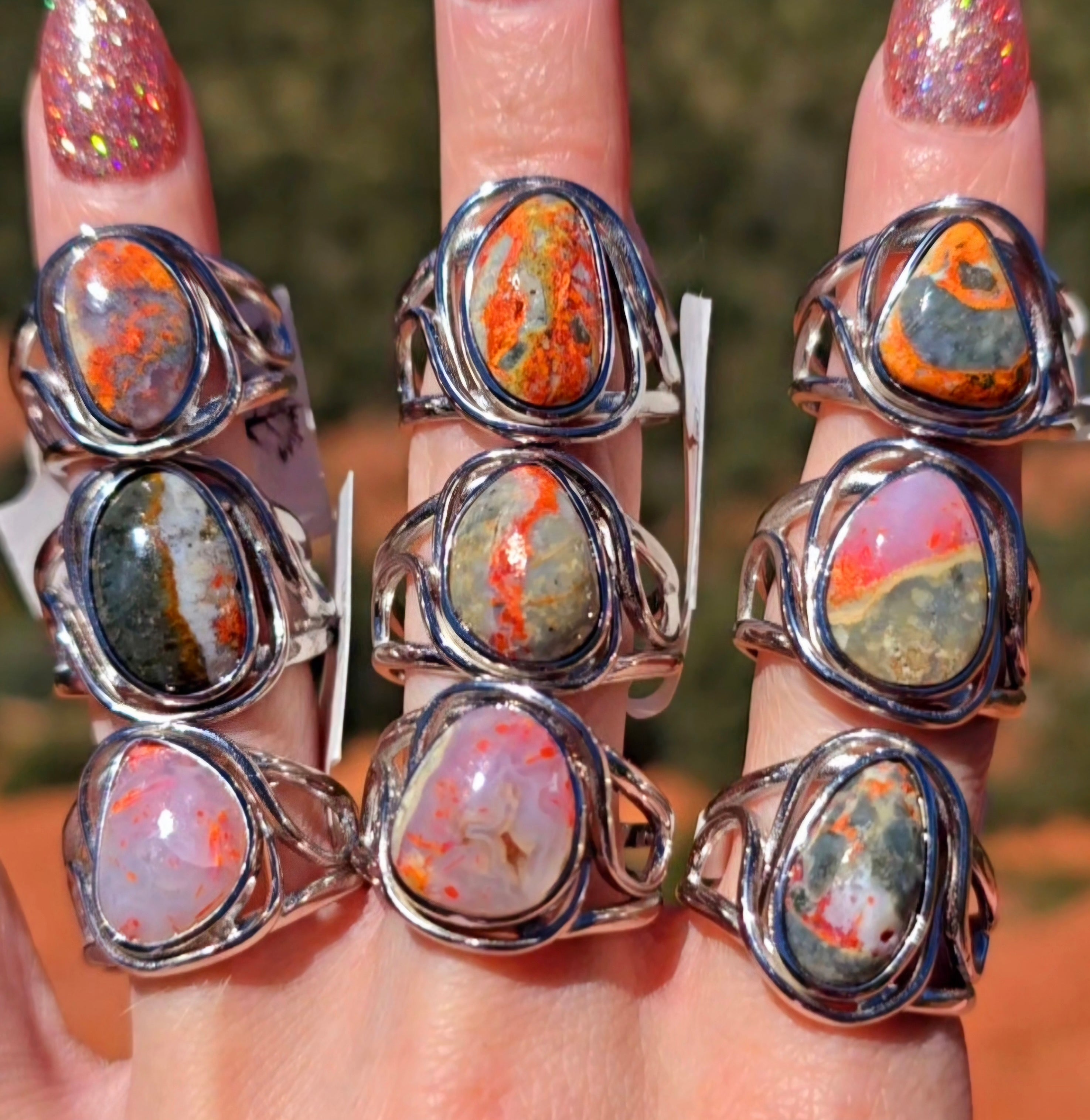 Enchanting Magma Chalcedony Rings