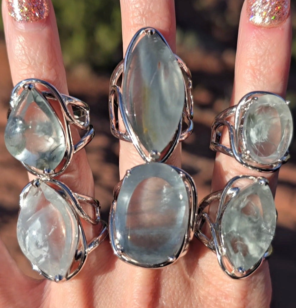 Enchanting Blue Tara Nightshade Quartz Cuff Rings