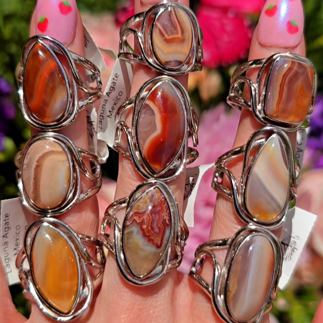 Enchanting Laguna Agate Cuff Rings