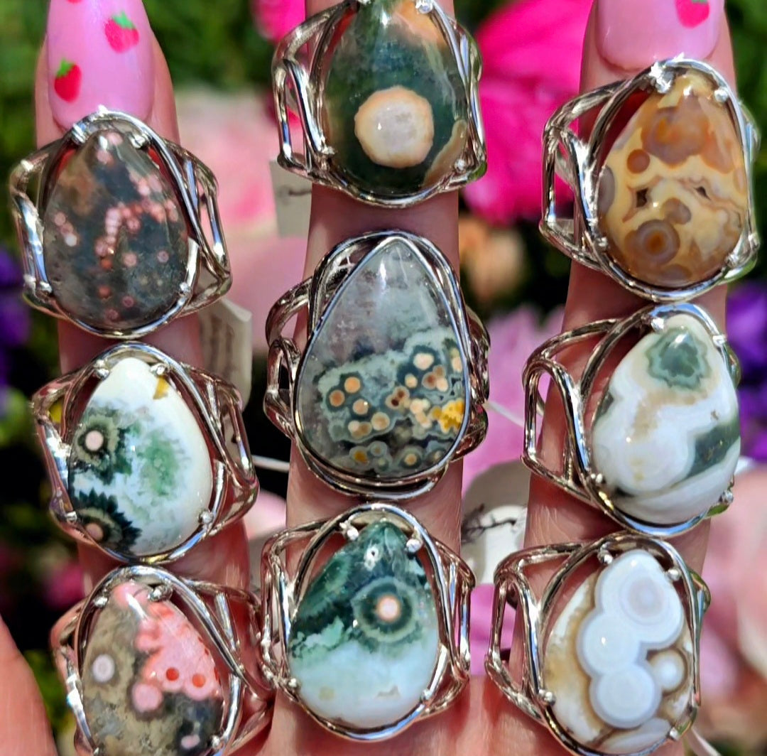 Enchanting Orbicular Jasper Cuff Rings