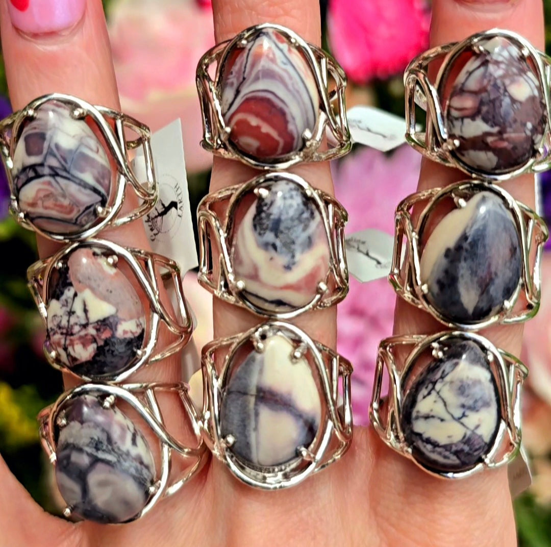 Enchanting Porcelain Jasper Cuff Rings