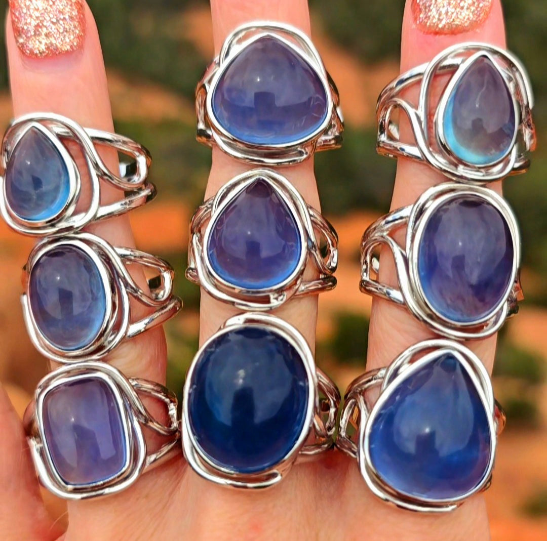 Enchanting Blue Fluorite Cuff Rings