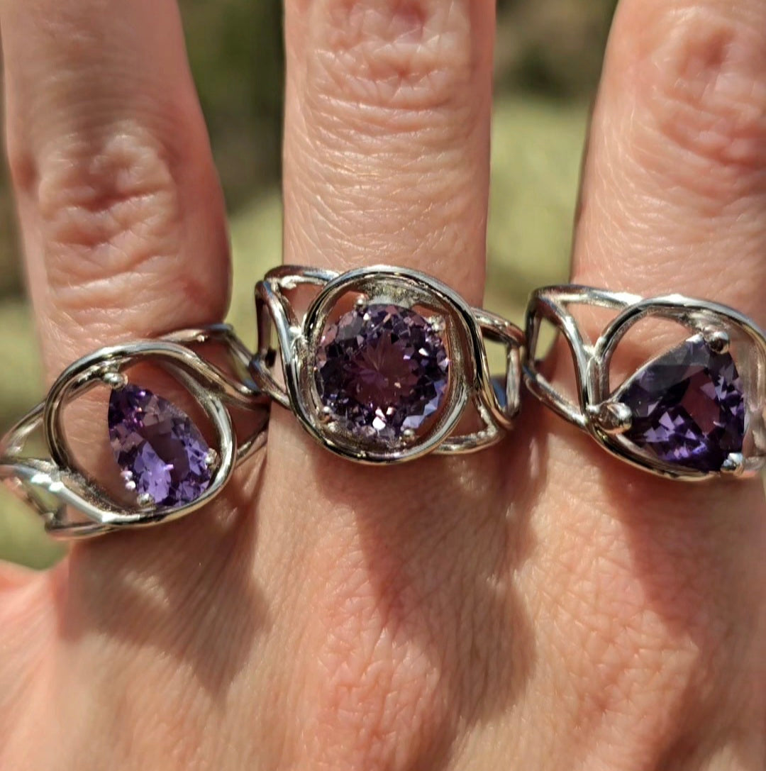 Enchanting Purple Scapolite Cuff Rings