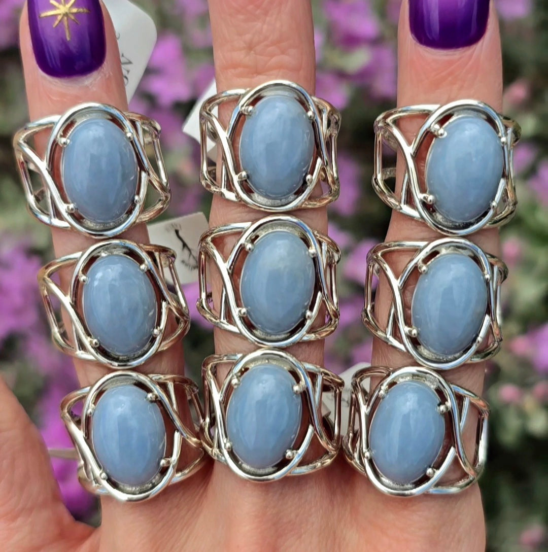 Enchanting Angelite Cuff Rings