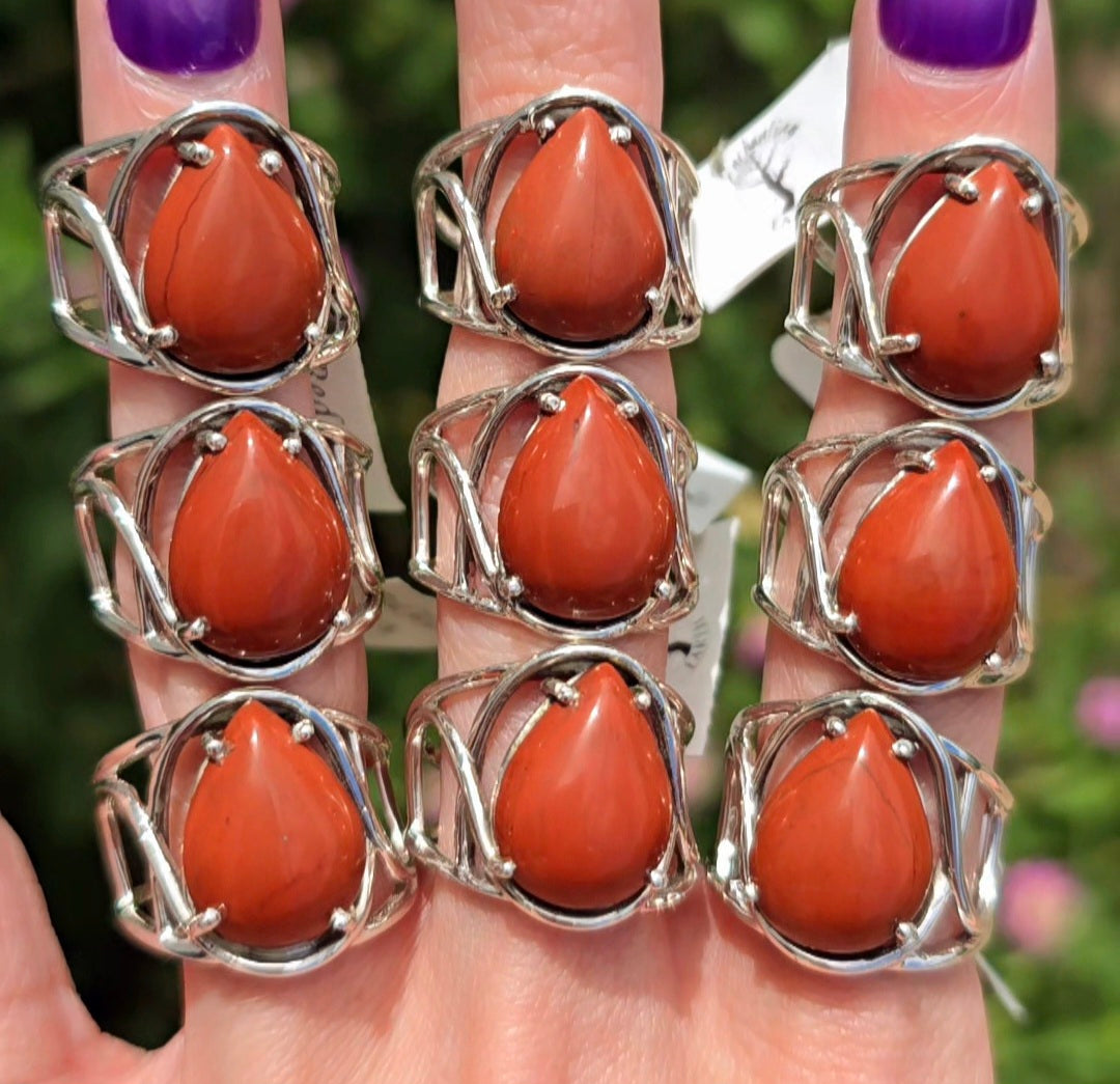 Enchanting Red Jasper Cuff Rings