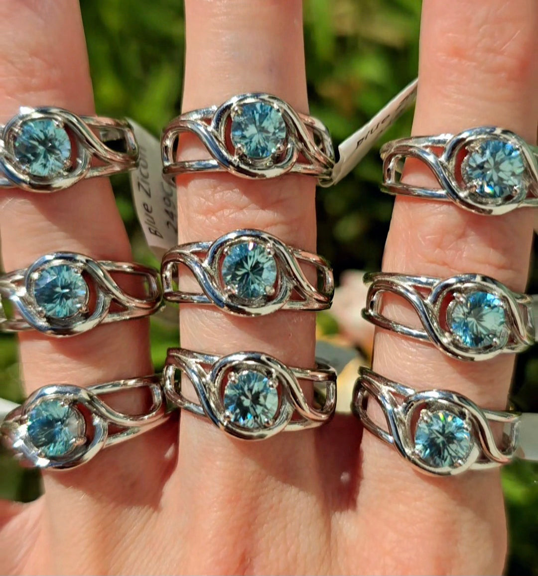 Enchanting Blue Zircon Cuff Rings