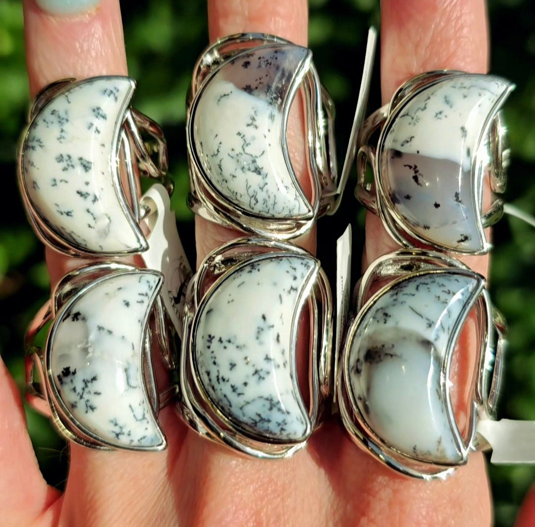 Enchanting Dendritic Opal Cuff Rings