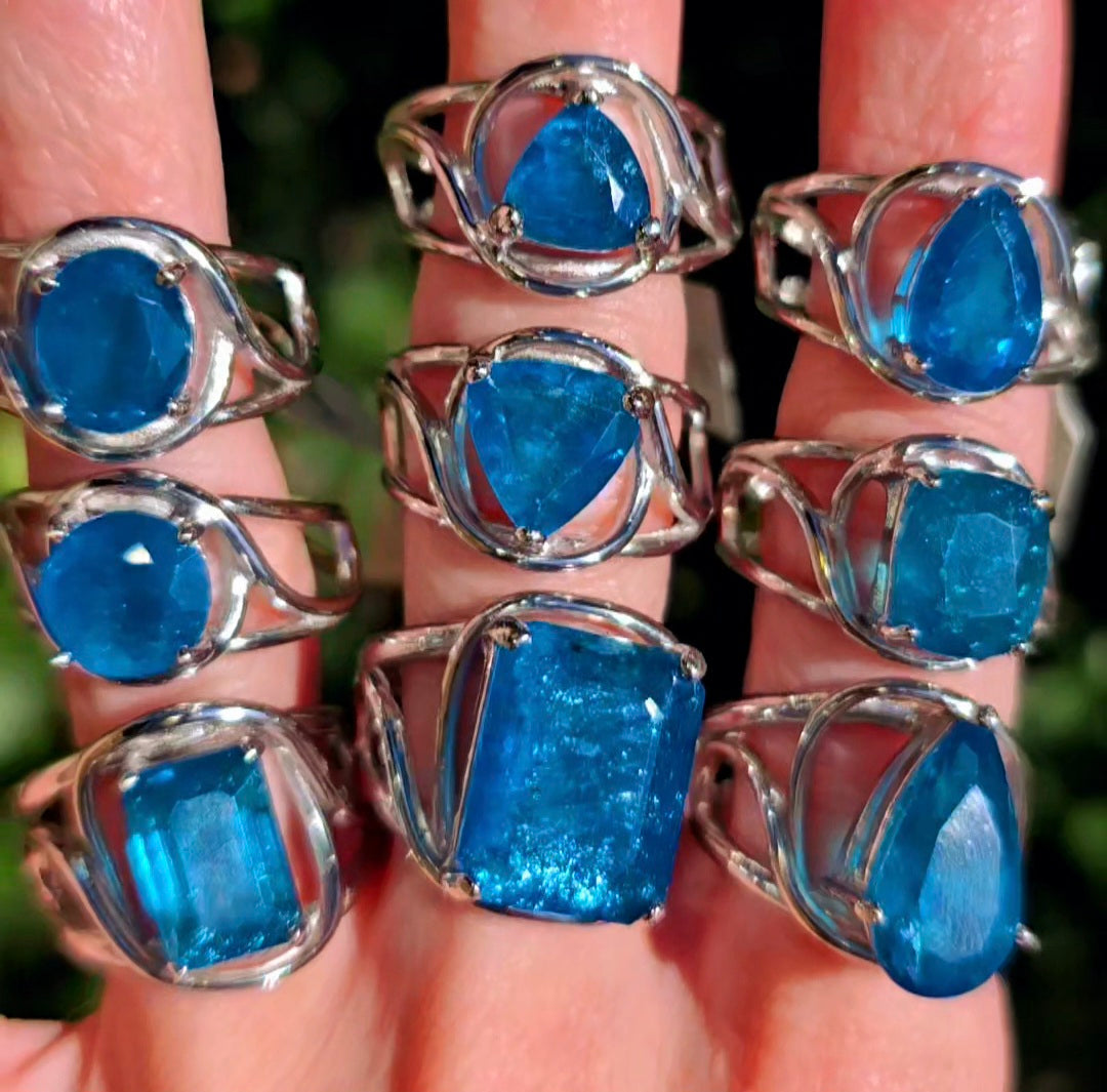 Enchanting Blue Apatite Cuff Rings