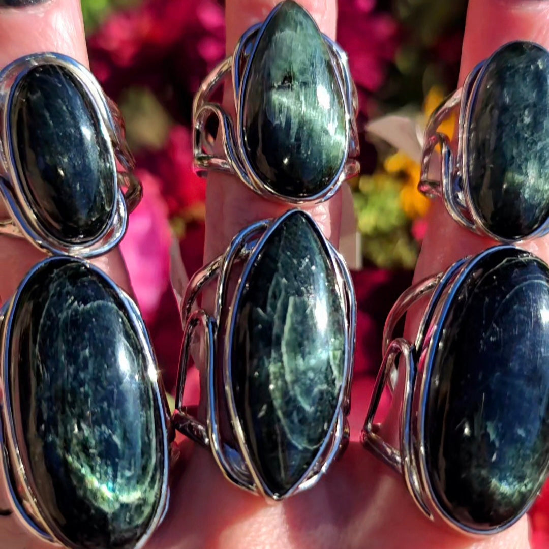 Enchanting Actinolite Cuff Rings