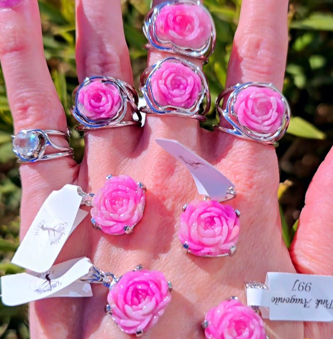 Enchanting Pink Aragonite Rings