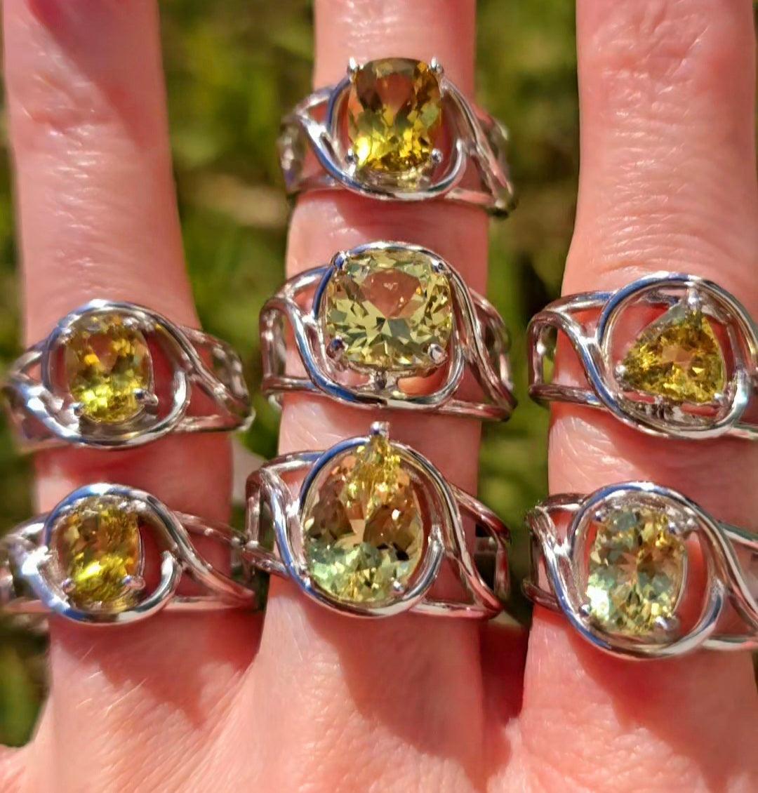 Enchanting Gold Yellow Apatite  Rings