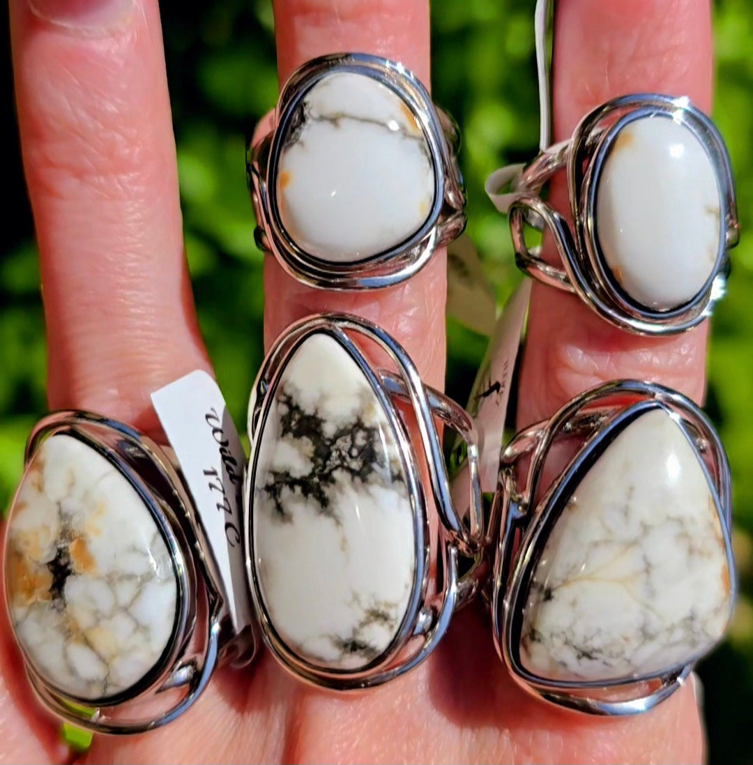 Enchanting White Buffalo Cuff Rings