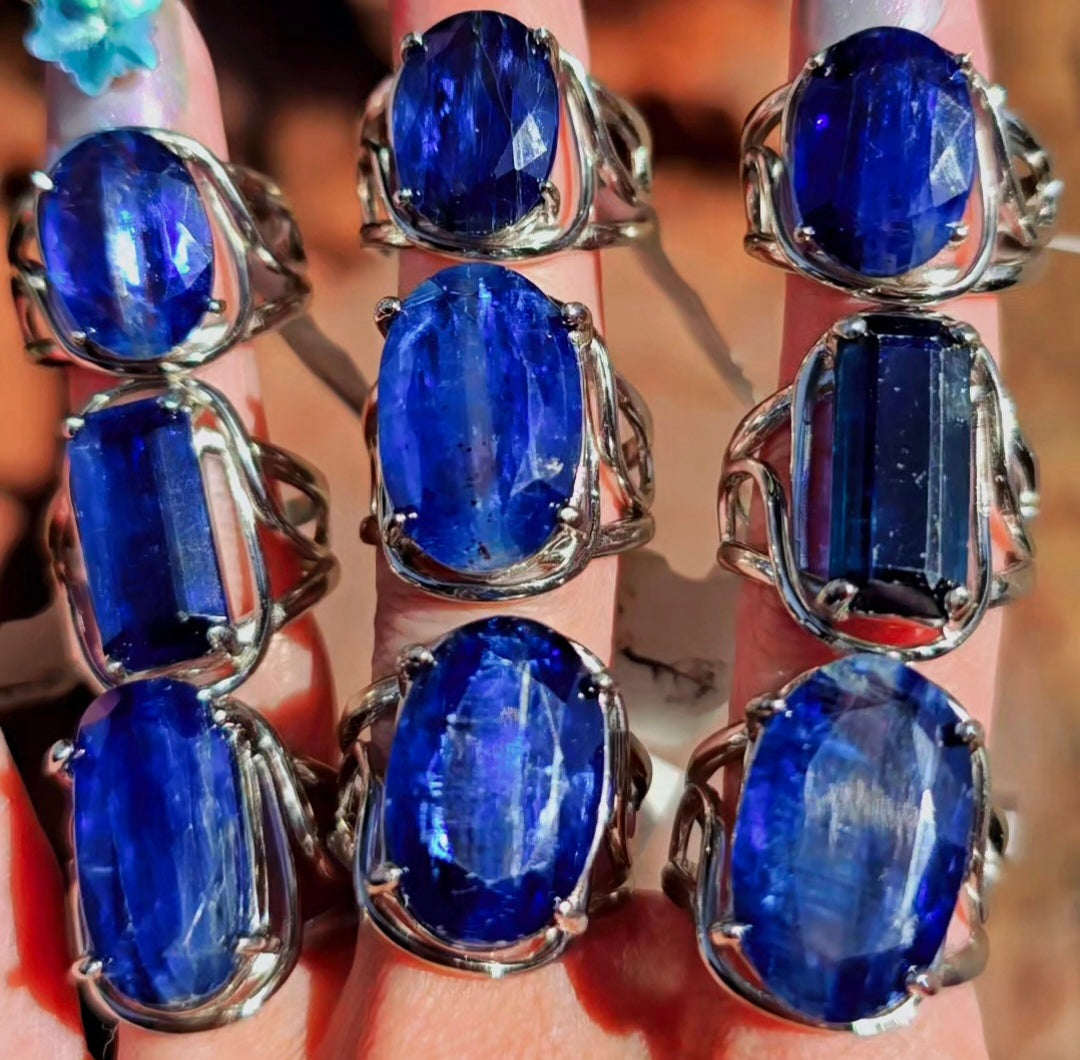 Enchanting Blue Kyanite Cuff Rings