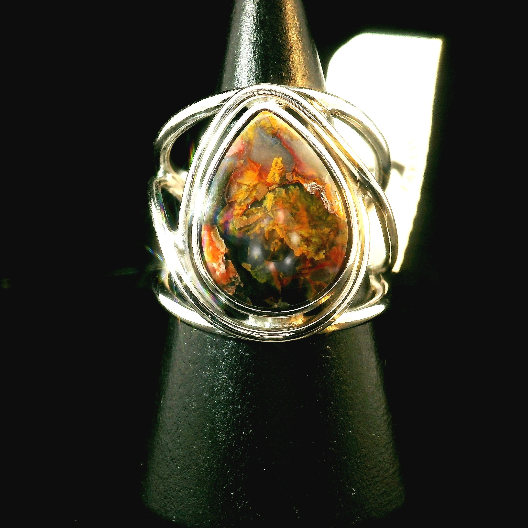 Gem Silica Cuff Ring .925 Silver for Empowerment, Harmony and Truth