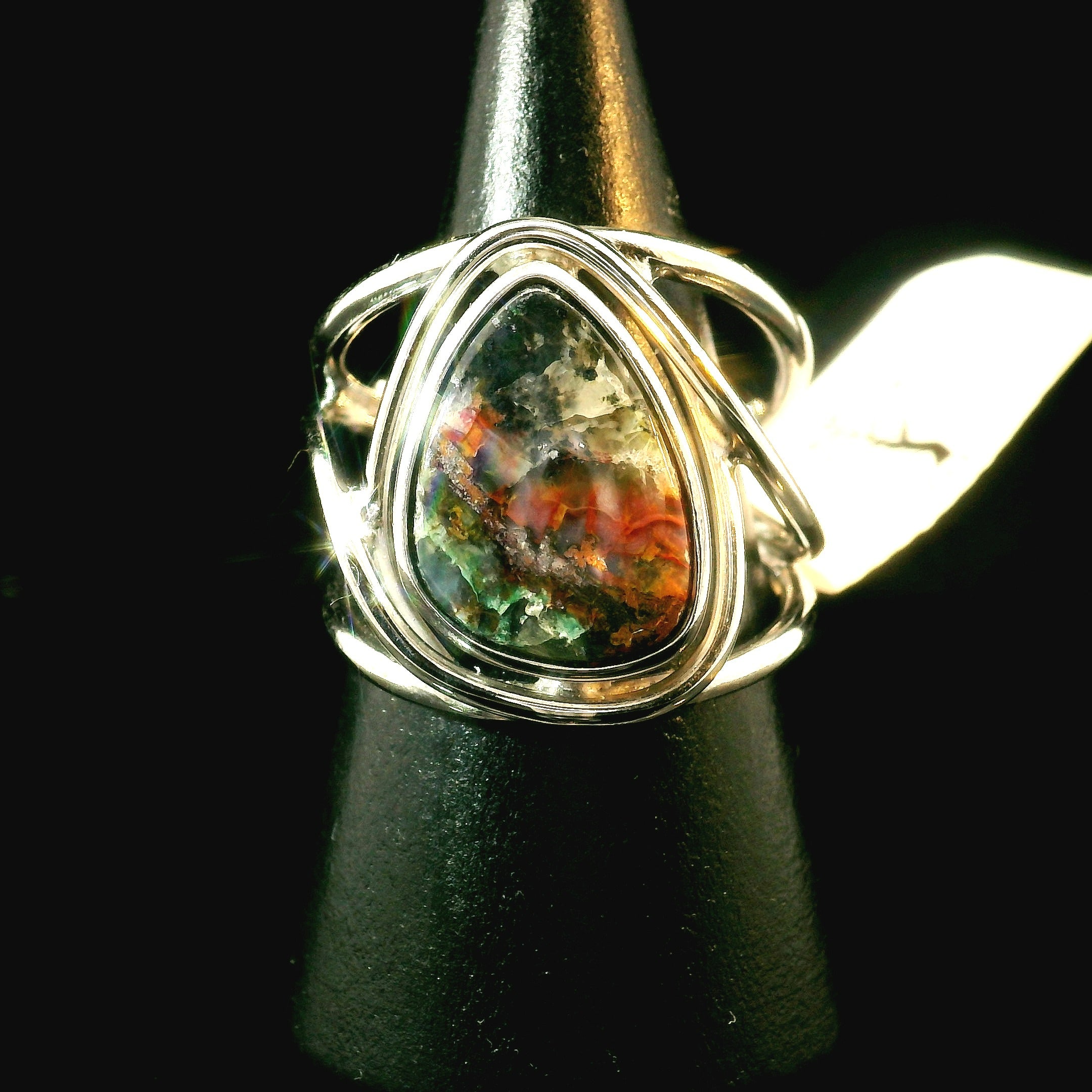 Gem Silica Cuff Ring .925 Silver for Empowerment, Harmony and Truth