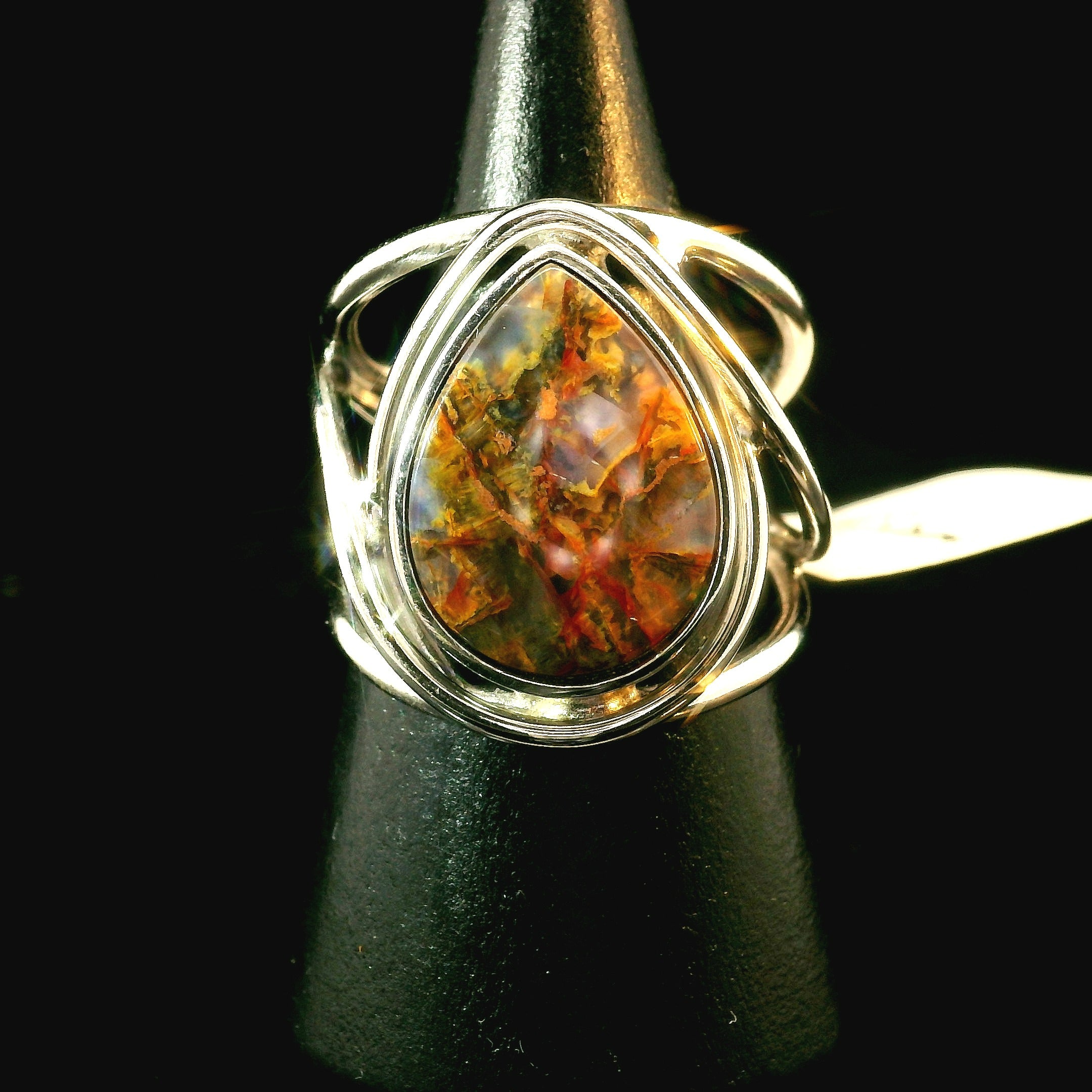 Gem Silica Cuff Ring .925 Silver for Empowerment, Harmony and Truth