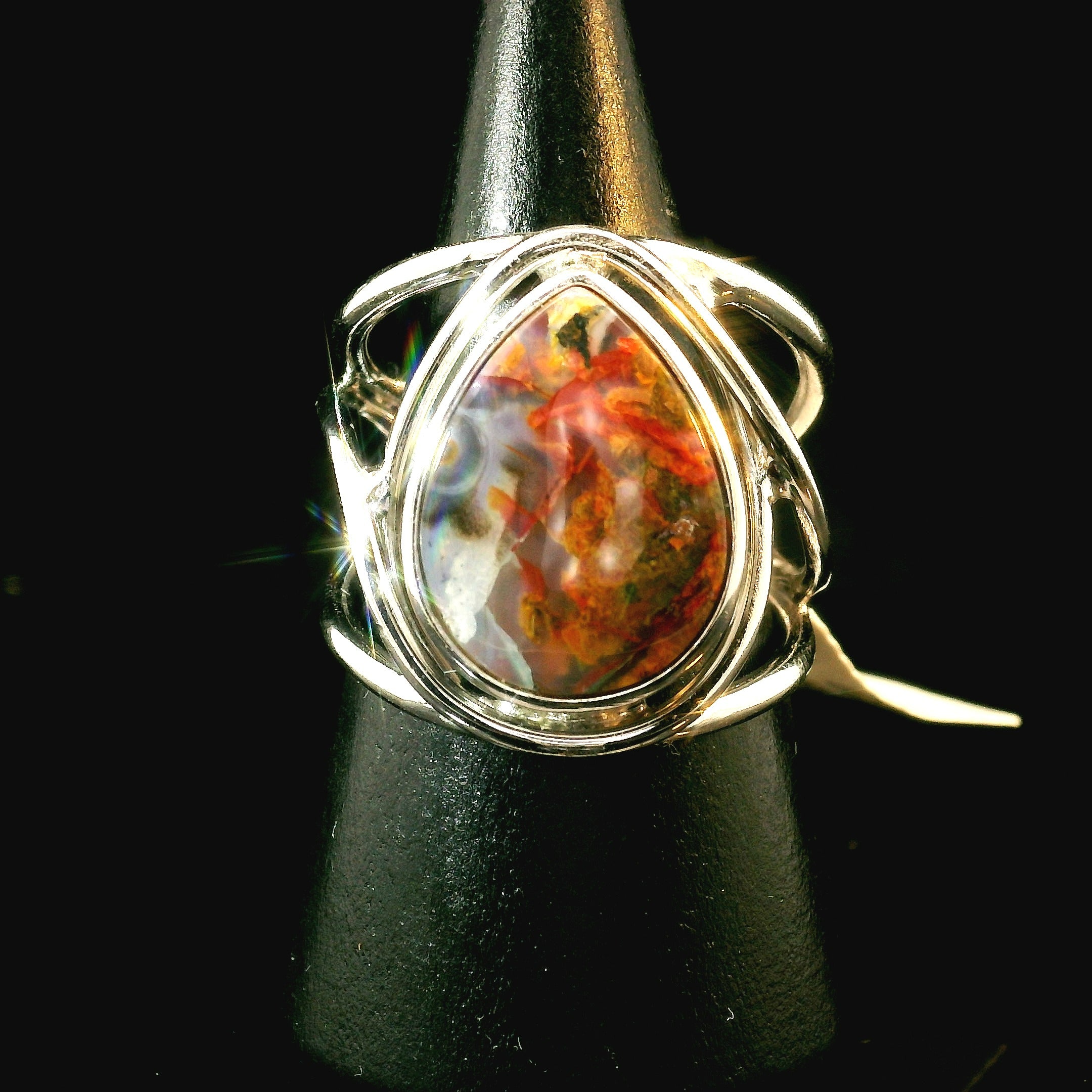 Gem Silica Cuff Ring .925 Silver for Empowerment, Harmony and Truth