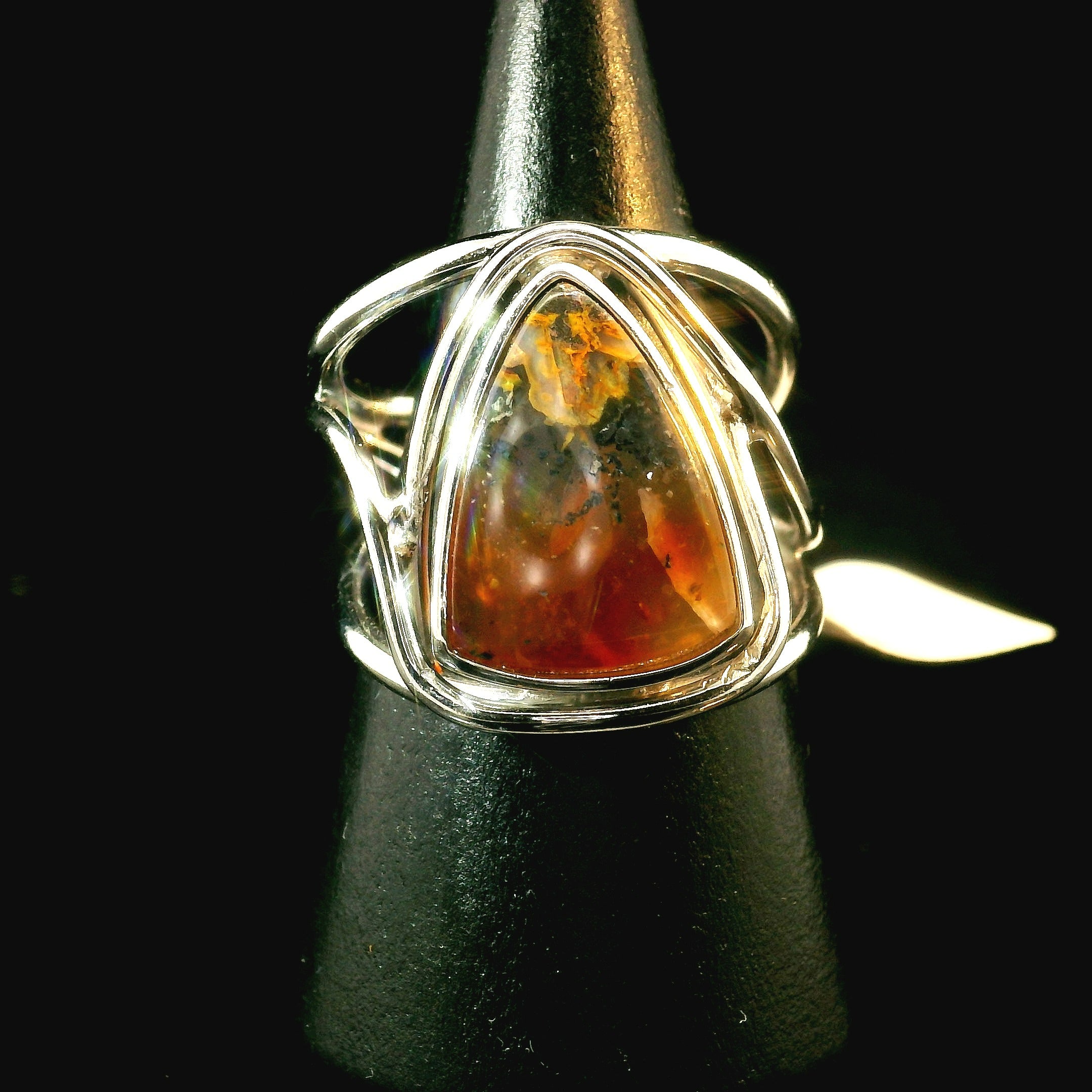 Gem Silica Cuff Ring .925 Silver for Empowerment, Harmony and Truth