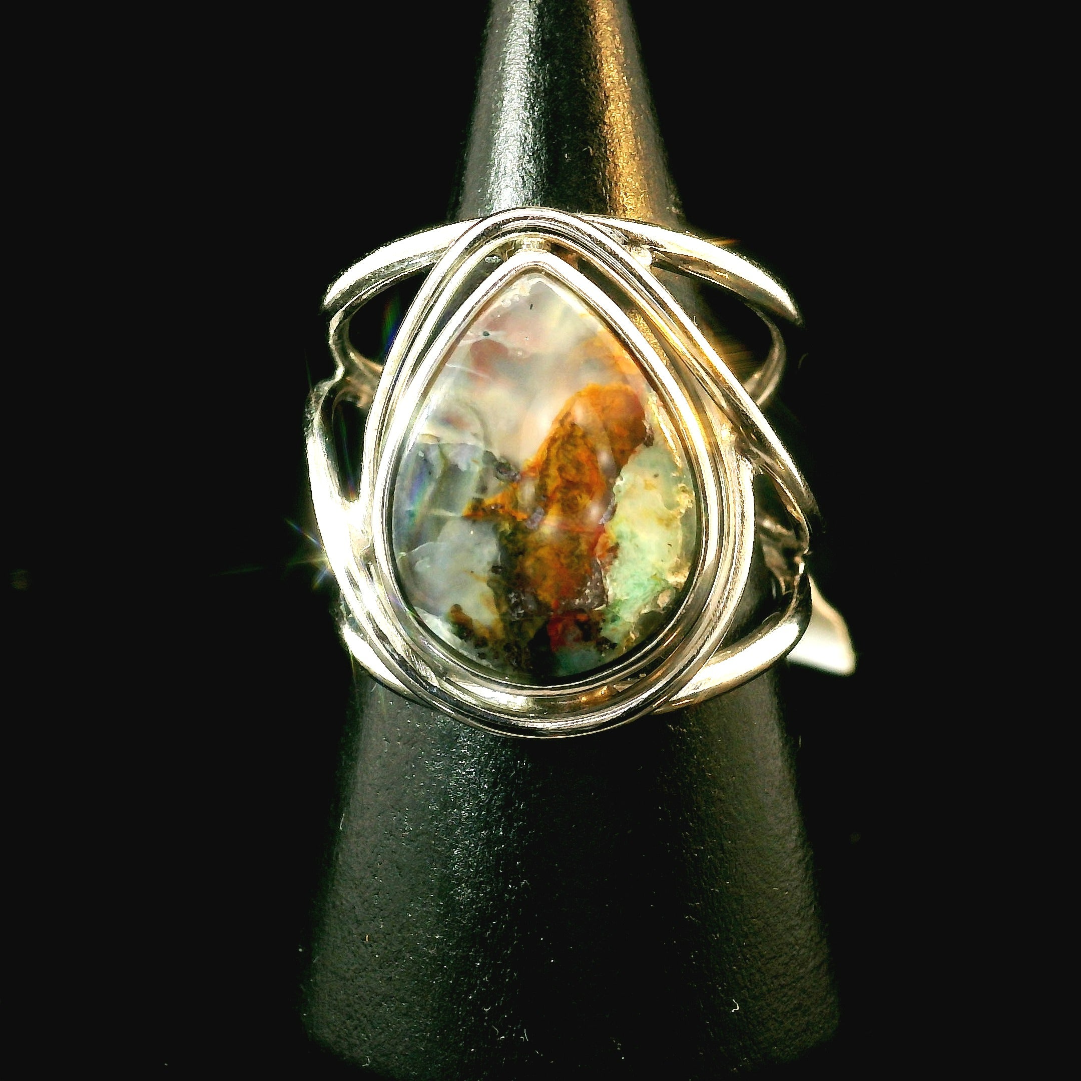 Gem Silica Cuff Ring .925 Silver for Empowerment, Harmony and Truth