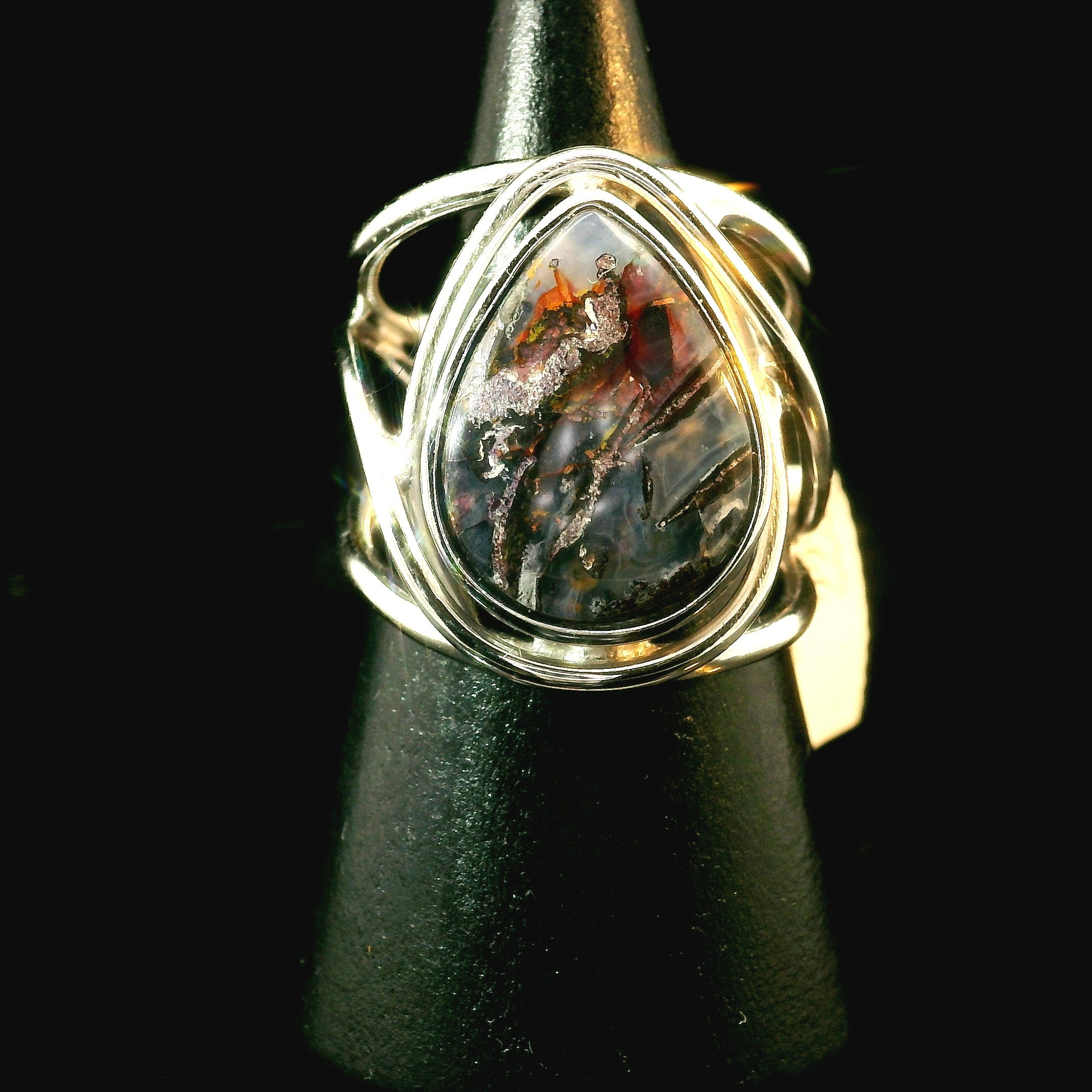 Gem Silica Cuff Ring .925 Silver for Empowerment, Harmony and Truth