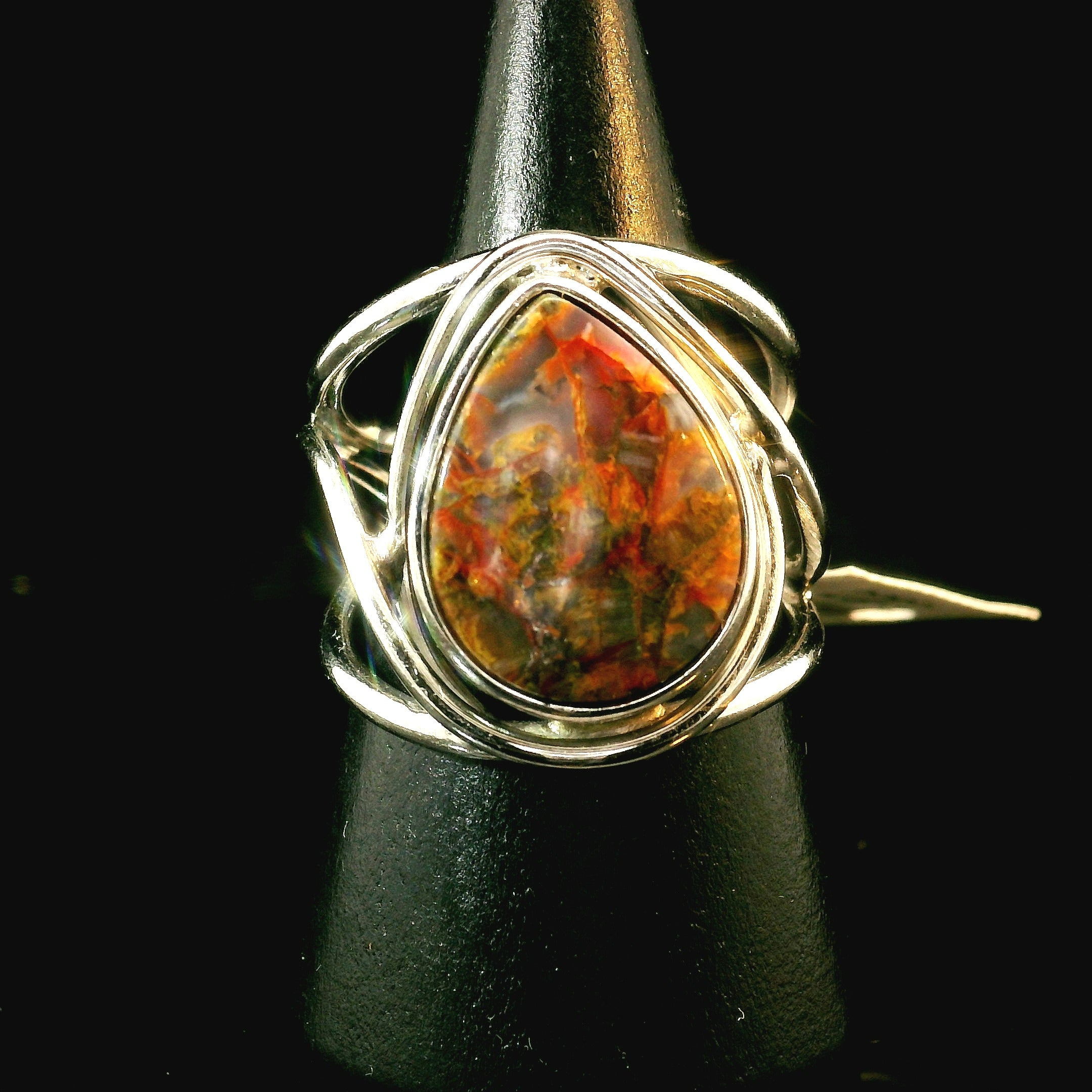 Gem Silica Cuff Ring .925 Silver for Empowerment, Harmony and Truth