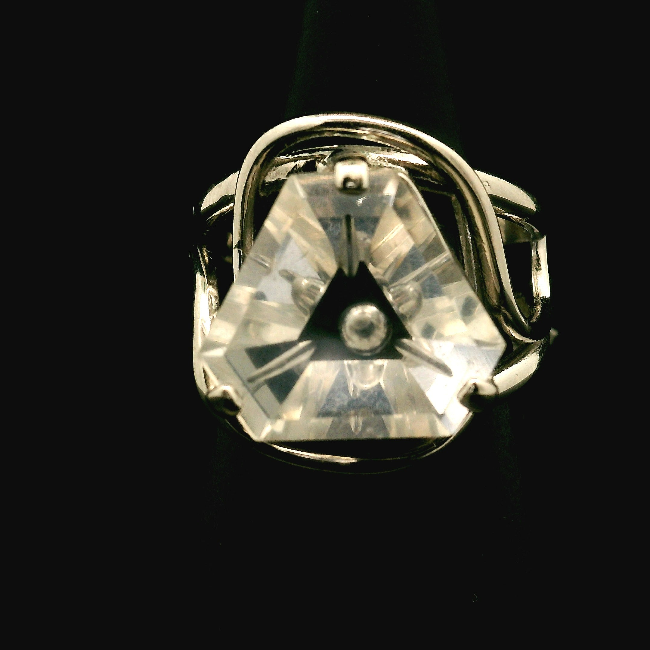 Clear Quartz Fantasy Cut Cuff Ring .925 Silver for Healing, Intention Setting and Manifesting your Desires