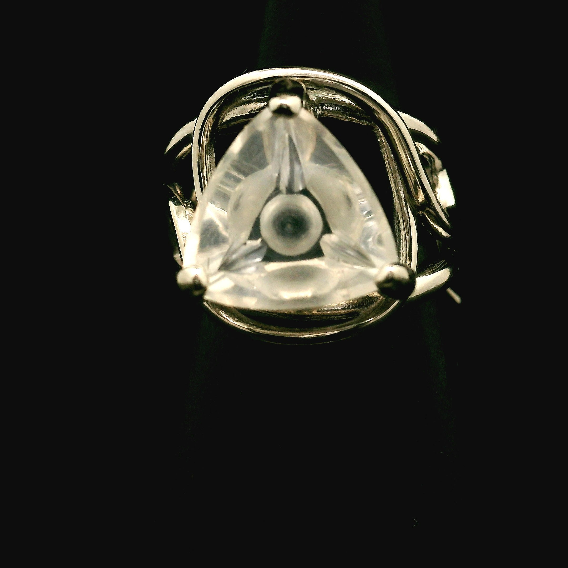 Clear Quartz Fantasy Cut Cuff Ring .925 Silver for Healing, Intention Setting and Manifesting your Desires