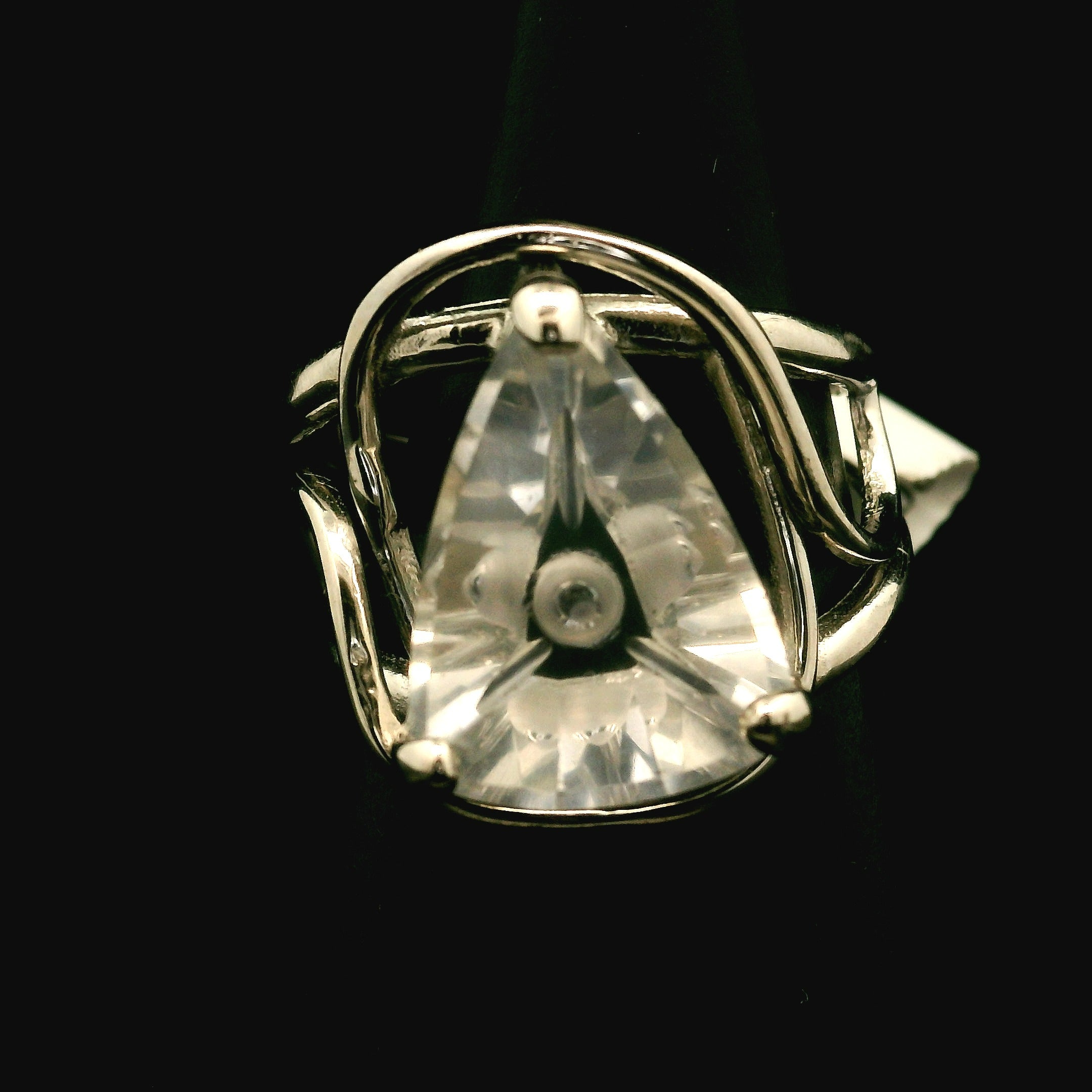 Clear Quartz Fantasy Cut Cuff Ring .925 Silver for Healing, Intention Setting and Manifesting your Desires