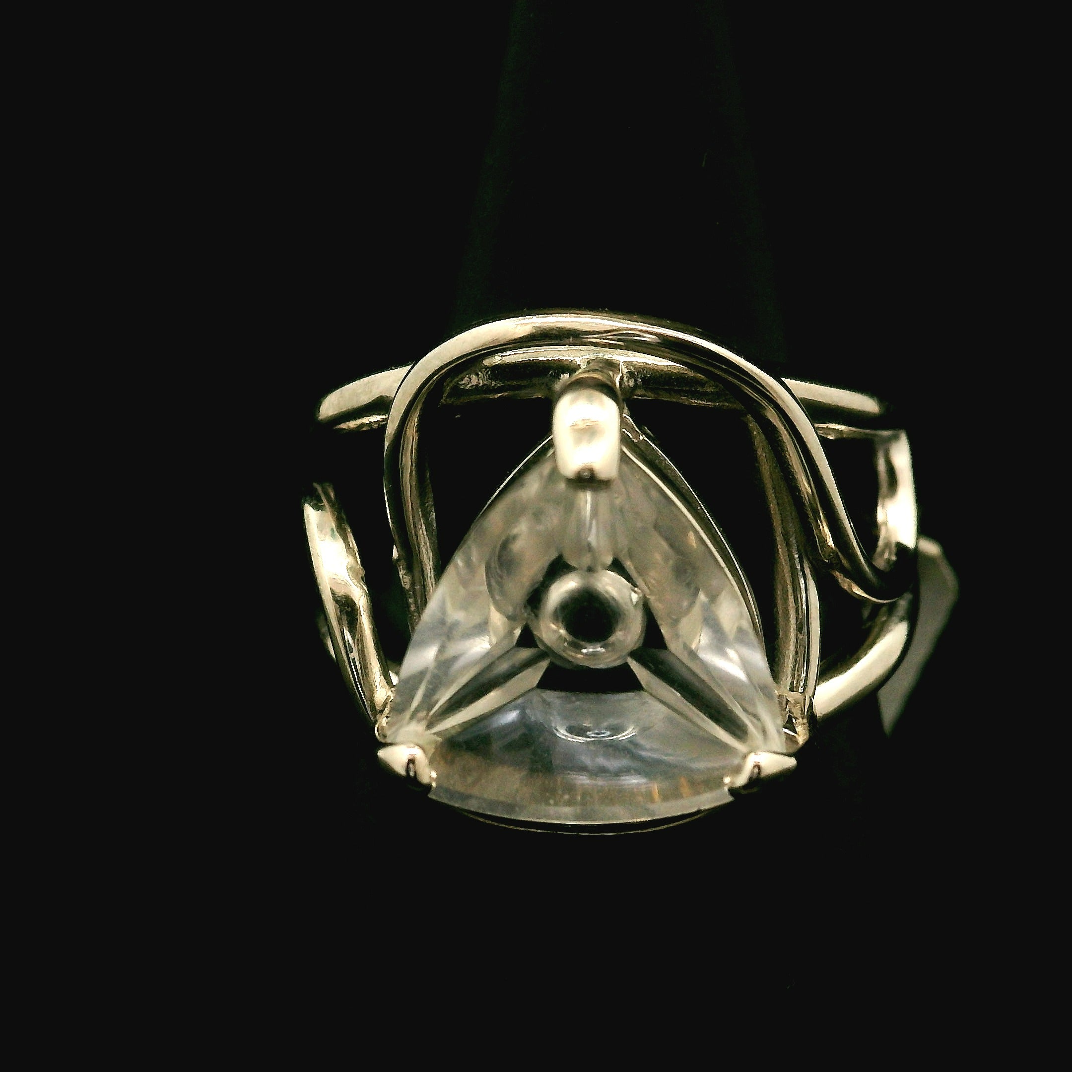 Clear Quartz Fantasy Cut Cuff Ring .925 Silver for Healing, Intention Setting and Manifesting your Desires