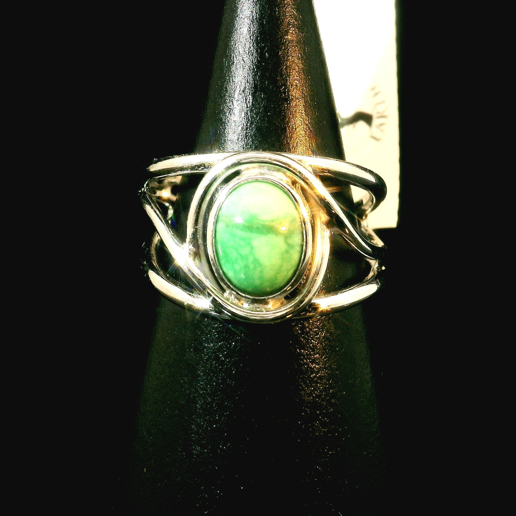 New Lander Variscite Midi Cuff Ring .925 Silver for Emotional Healing, Joy, Love and Prosperity