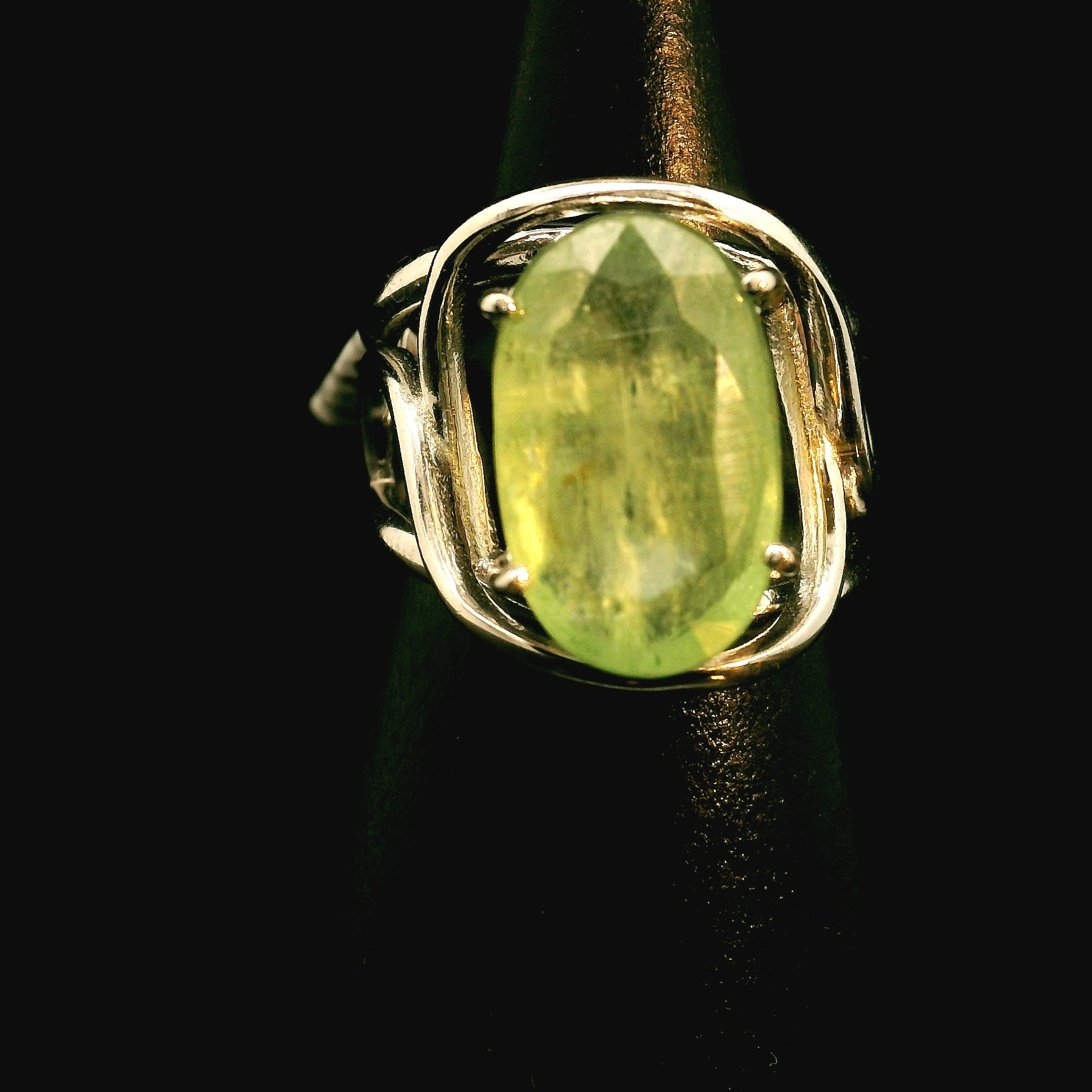 Green Kyanite Faceted Cuff Ring .925 Silver for Alignment, Balance and Meditation